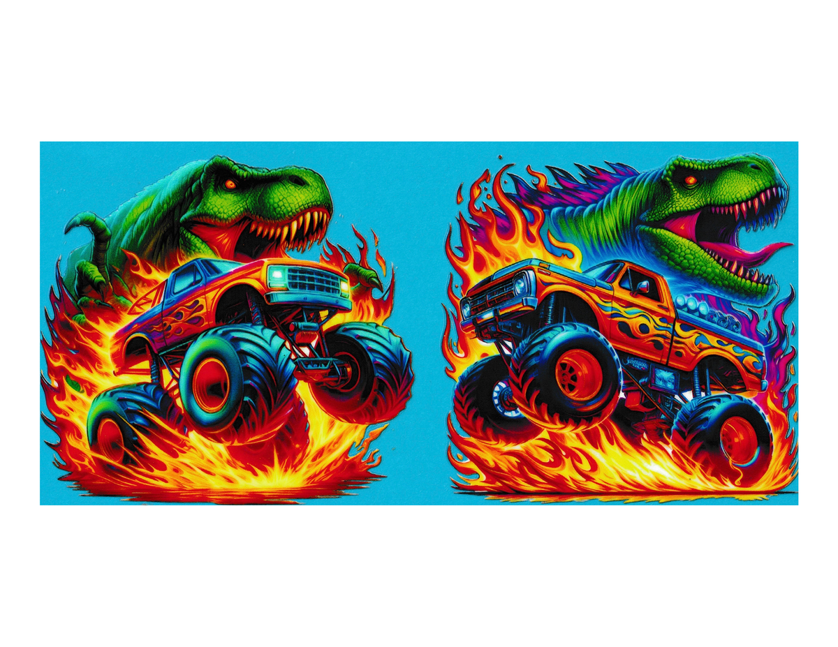 16oz Cup Wrap Monster Truck and Dino