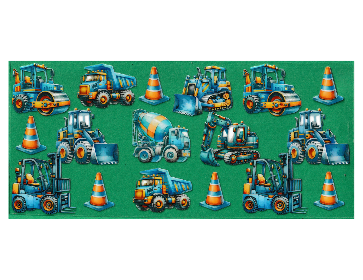 16oz Cup Wraps Construction Vehicles