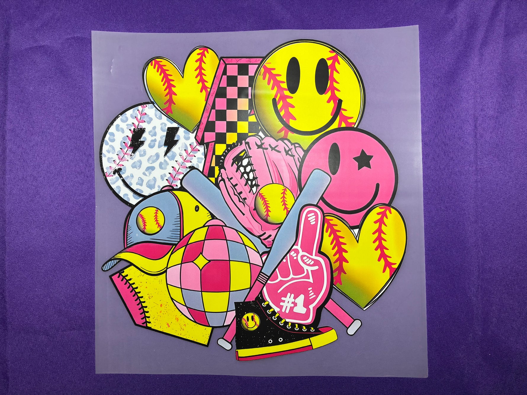 Softball Smiley Shirt Transfer