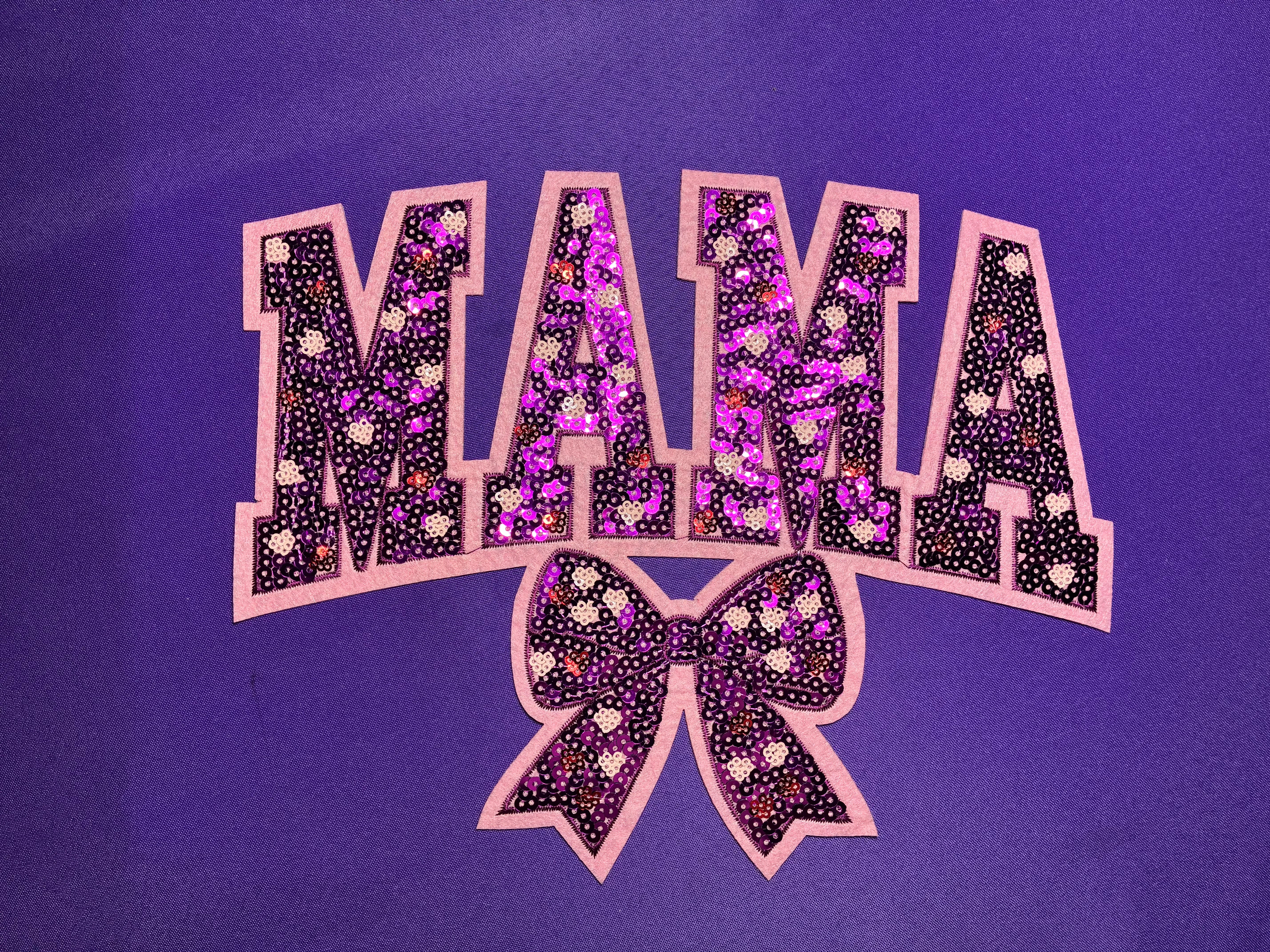 Purple Mama with Bow Sequin Patch