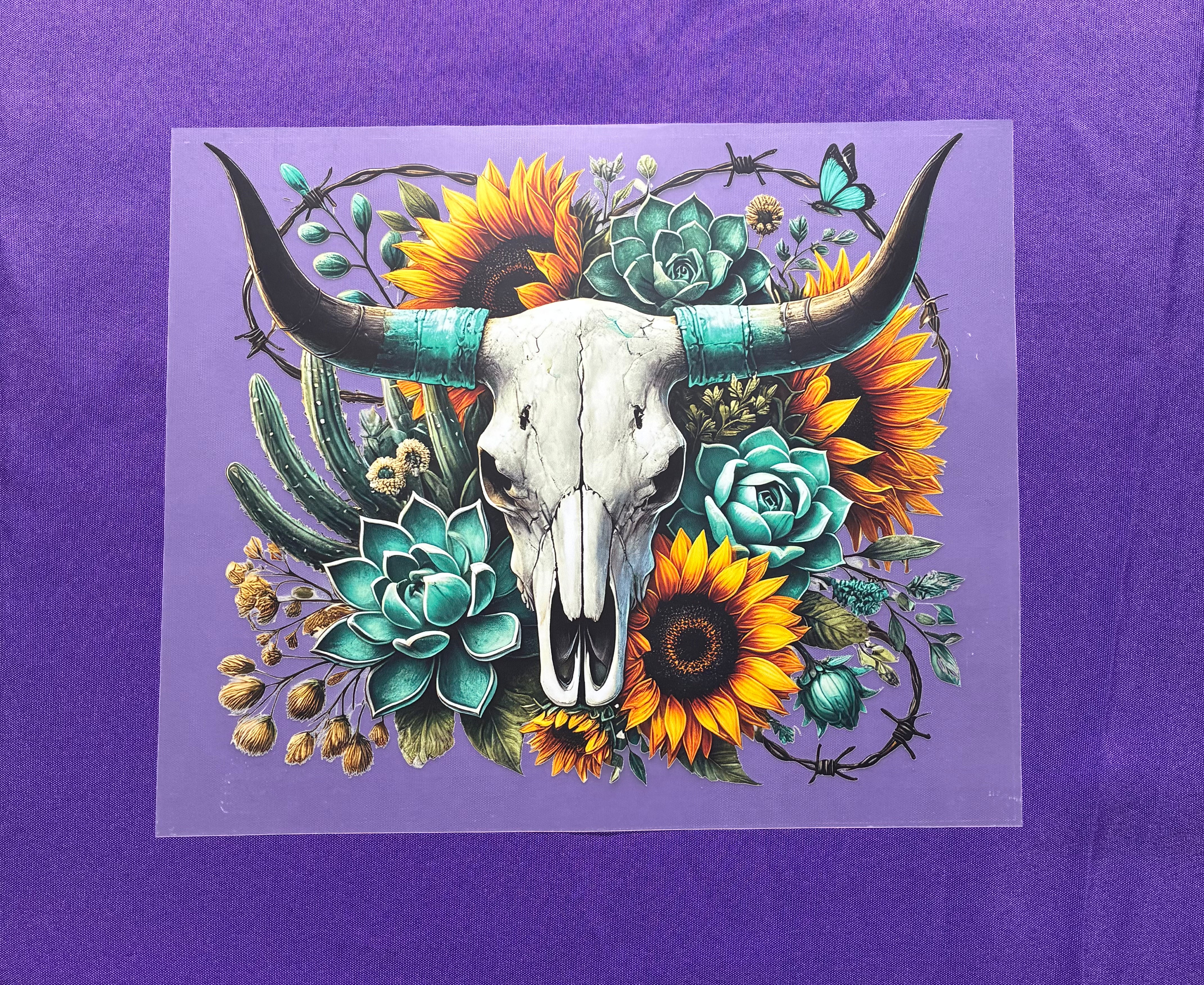 Cow Skull + Succulent Shirt Transfer