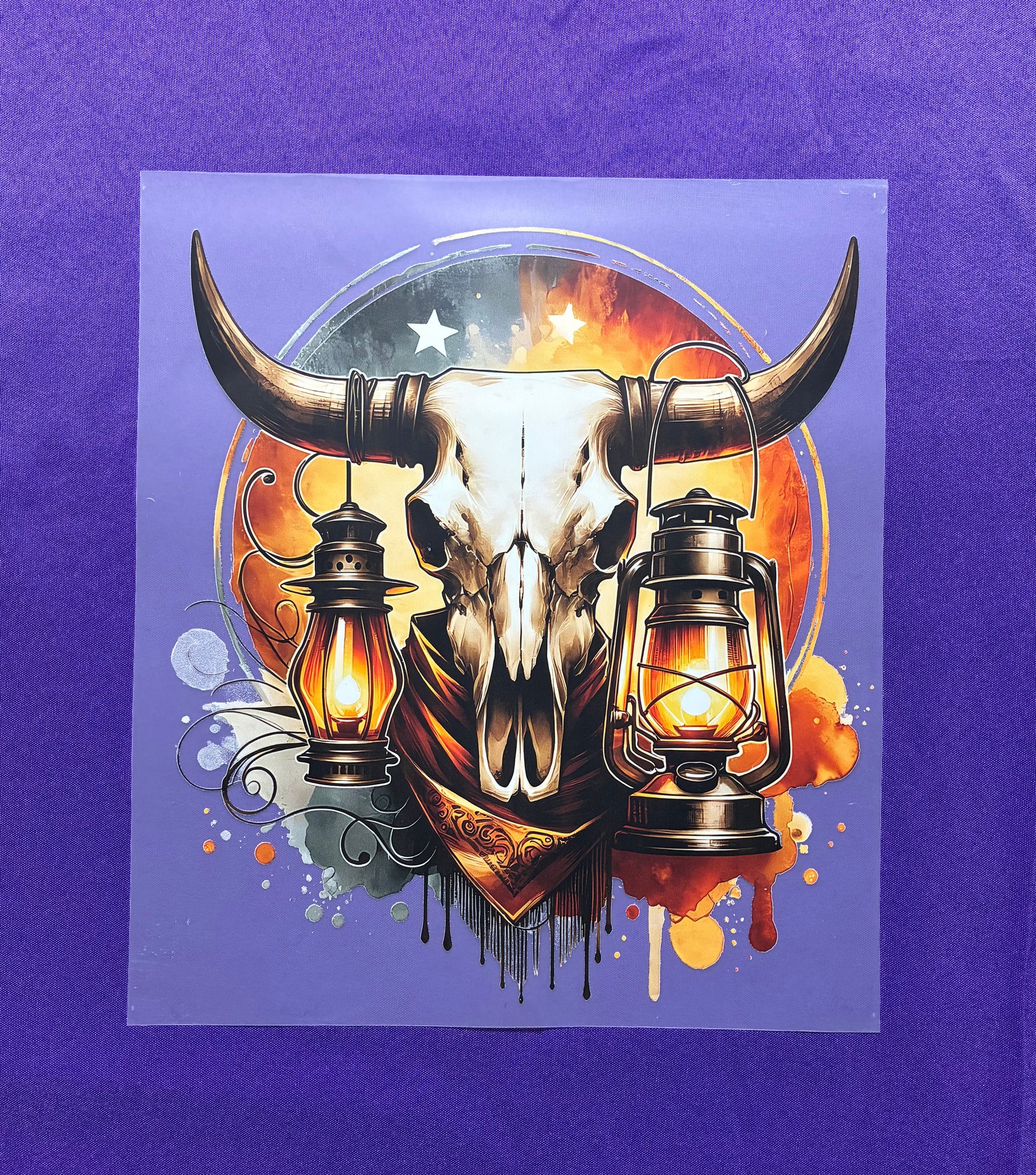 Cow Skull + Lantern Shirt Transfer