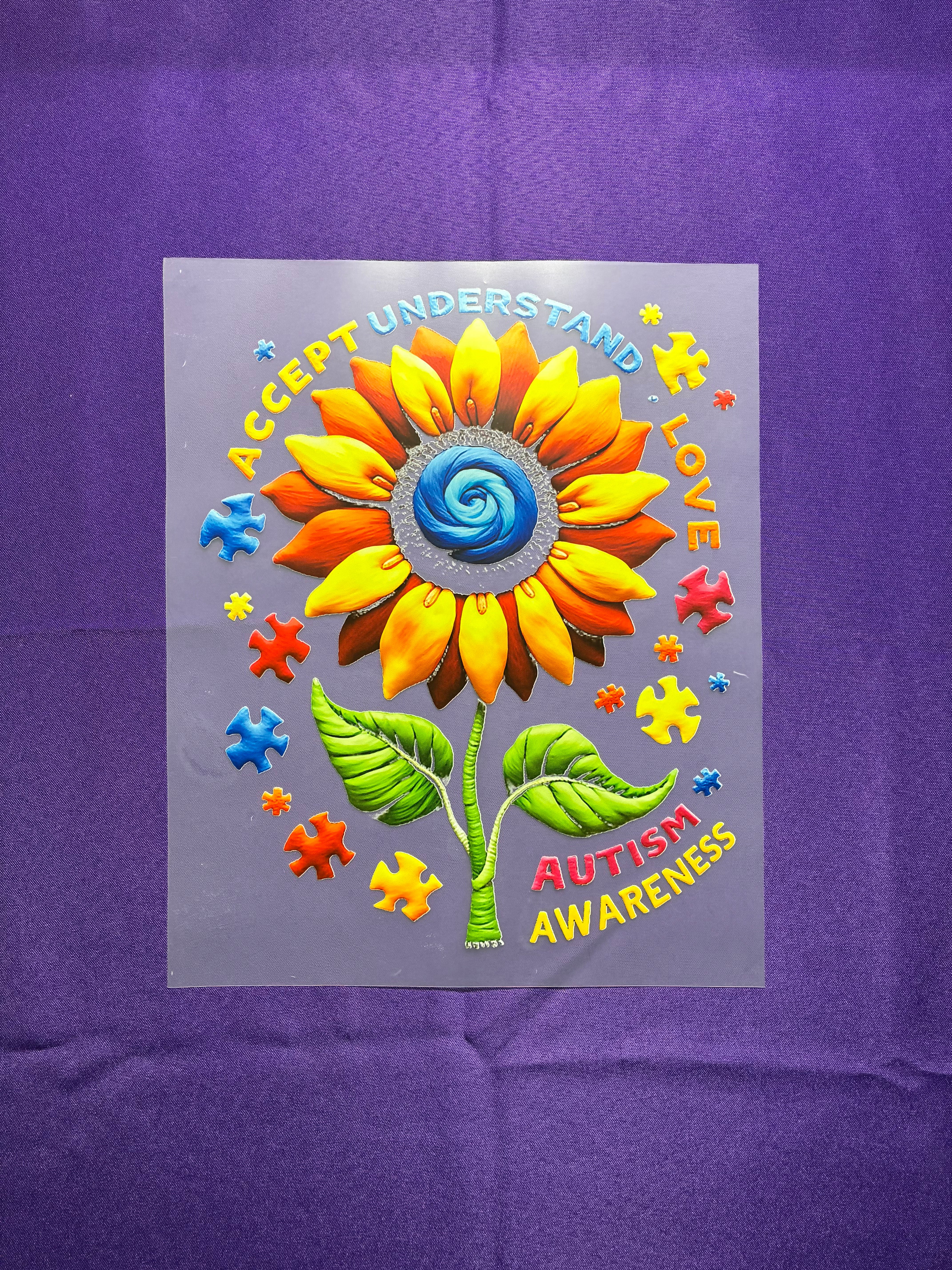 Autism Awareness Flower Shirt Transfer