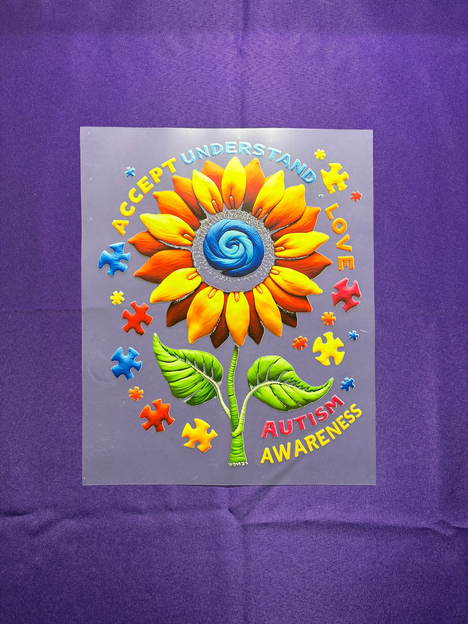 Autism Awareness Flower Shirt Transfer