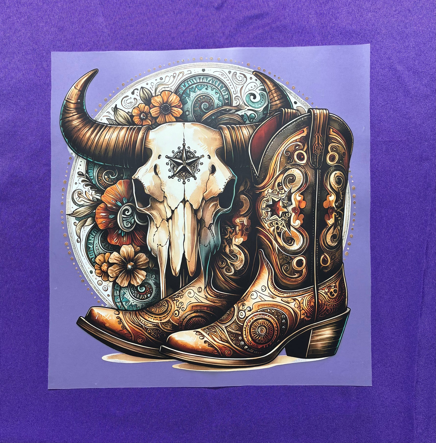 Cow Skull + Boots Shirt Transfers
