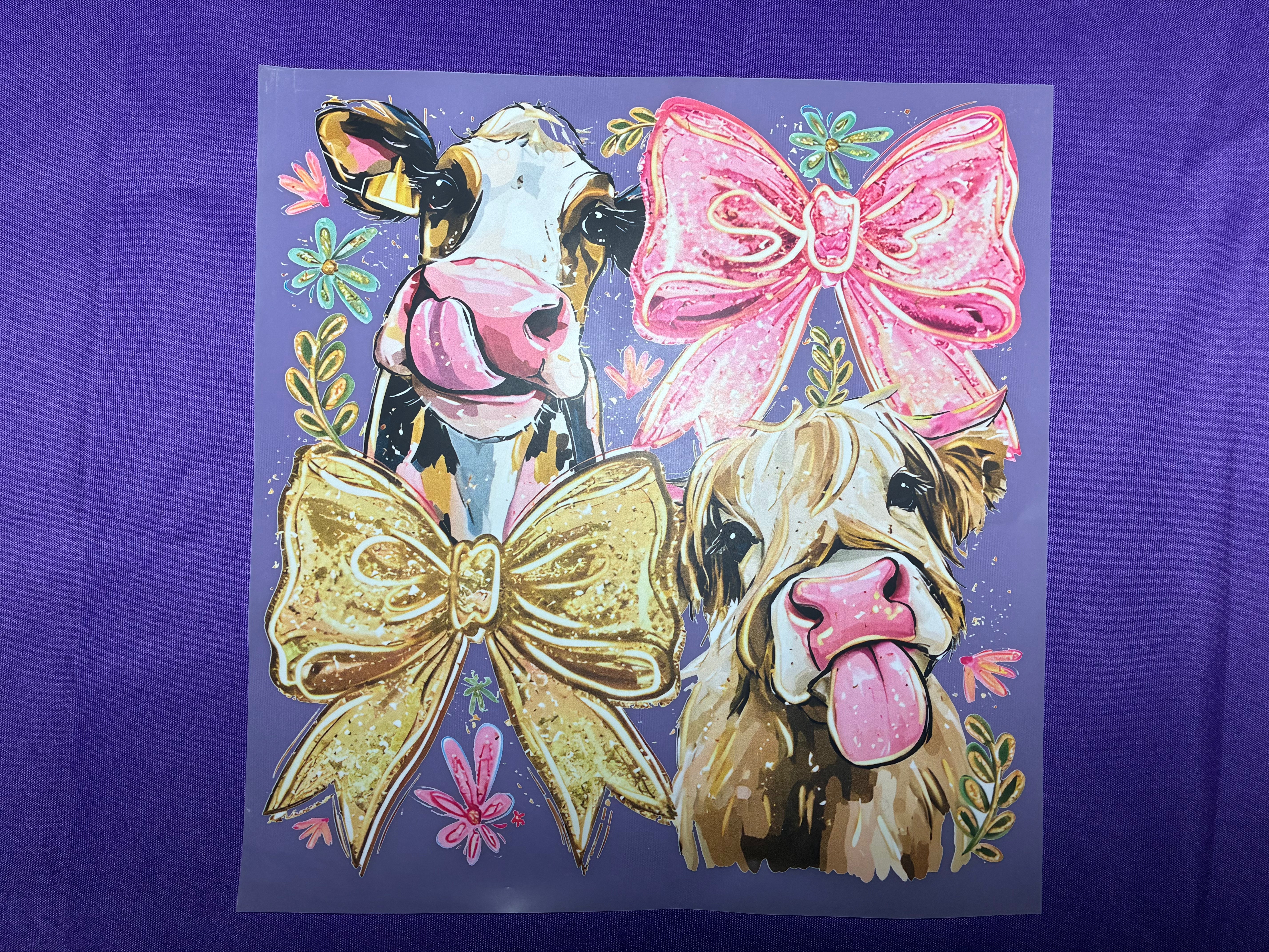 Cows and Pink Bows Shirt Transfers