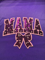 Purple Mama with Bow Sequin Patch