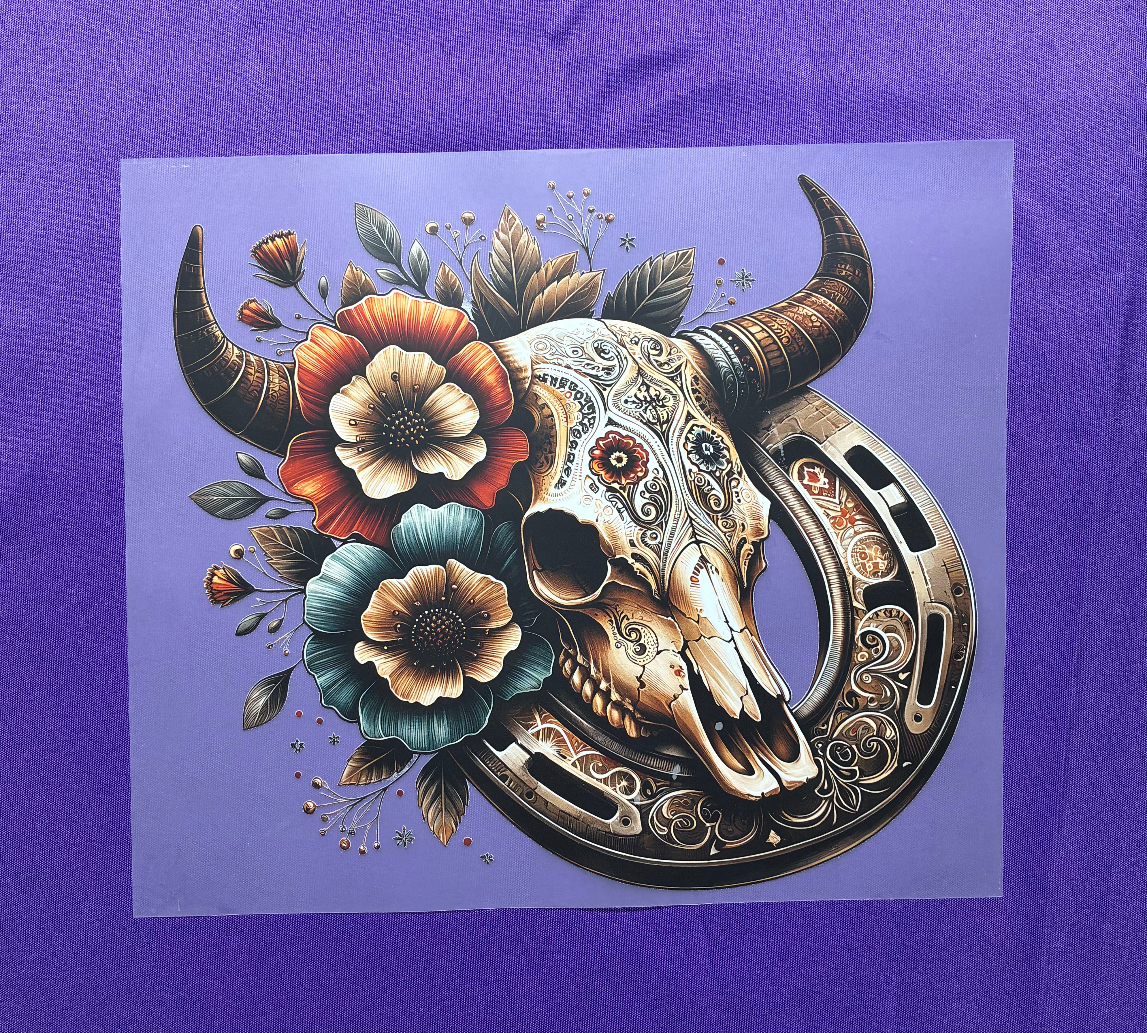 Cow Skull + Horseshoe Shirt Transfer
