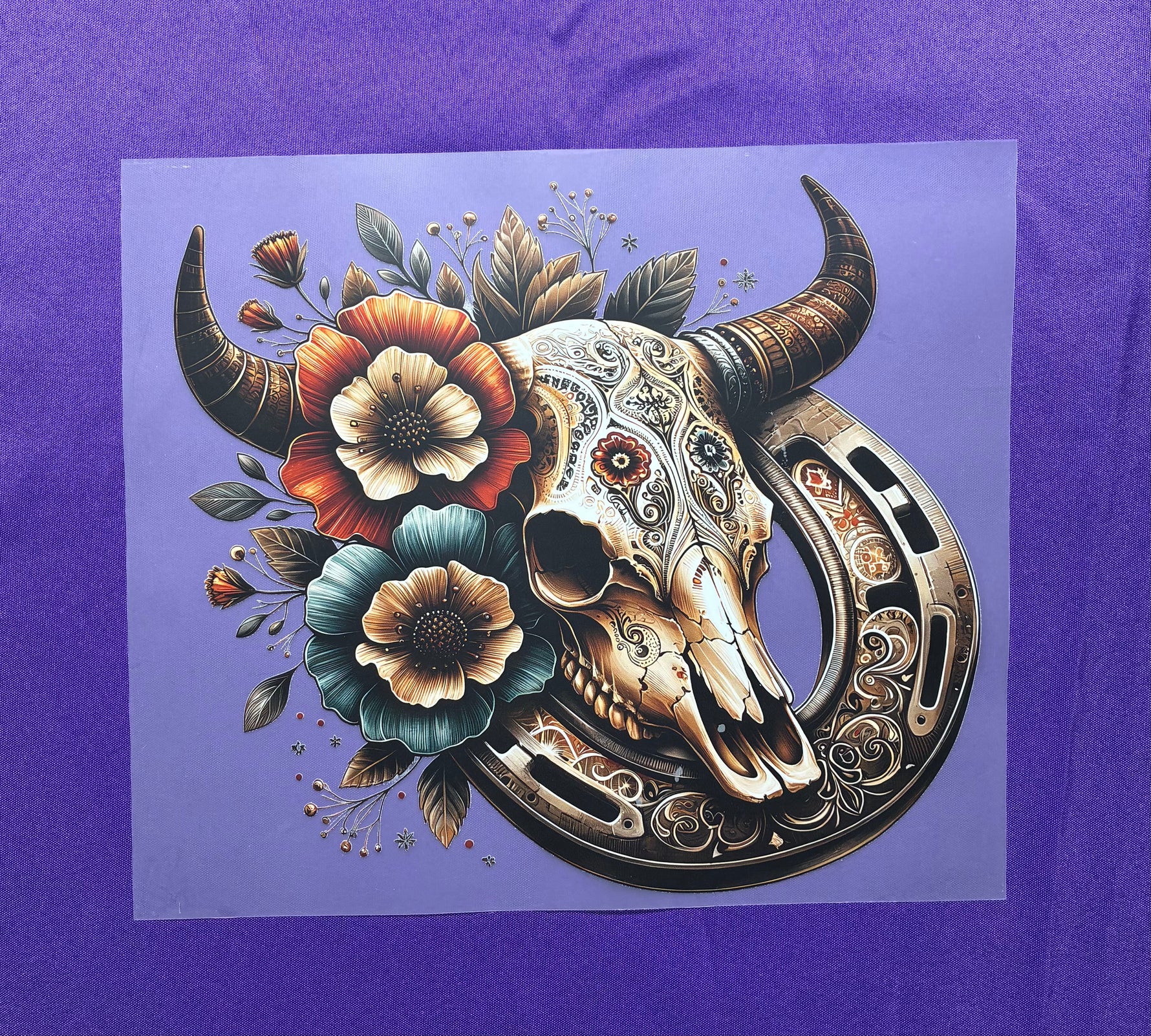 Cow Skull + Horseshoe Shirt Transfer