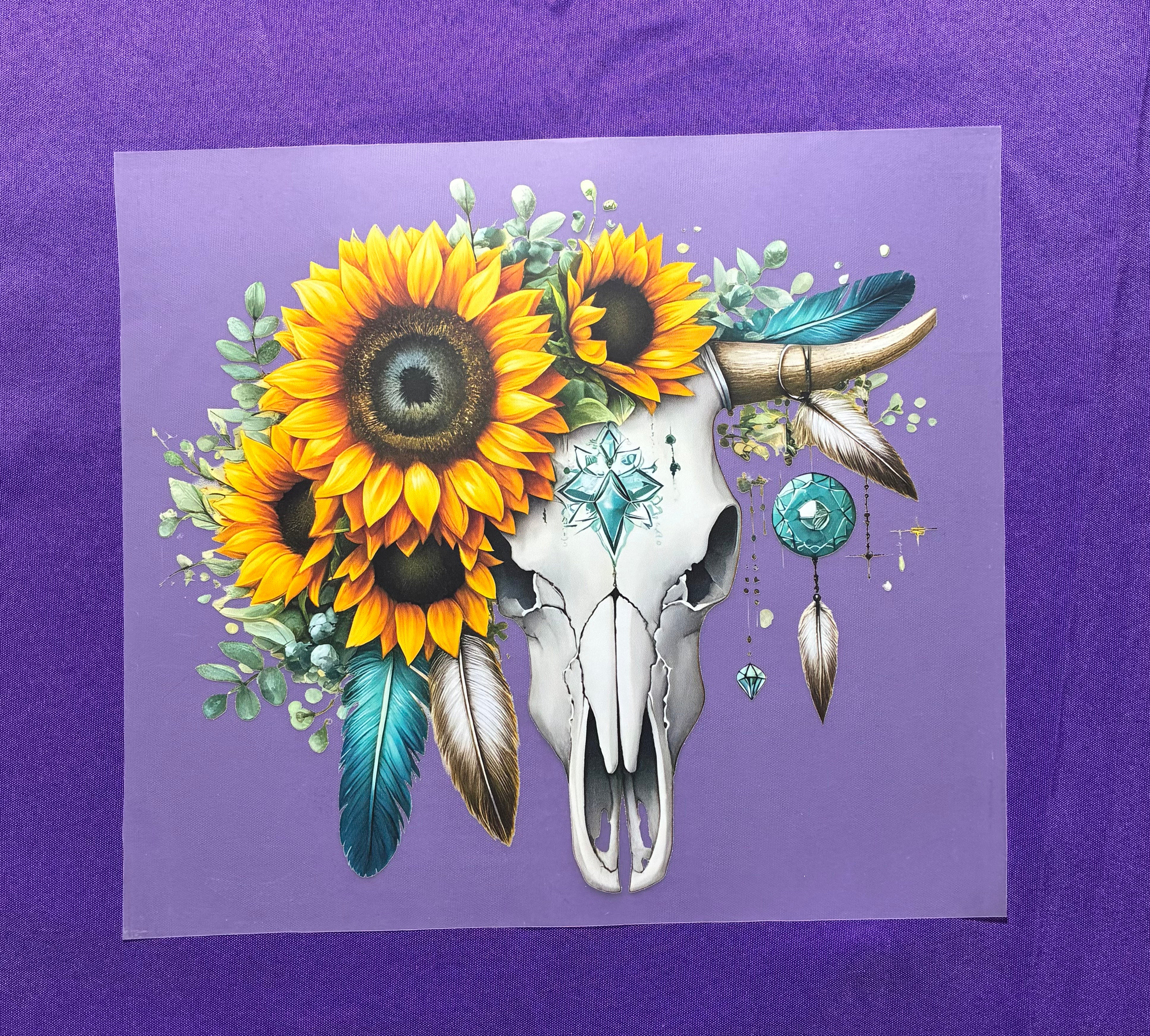Cow Skull and Sunflowers Shirt Transfer