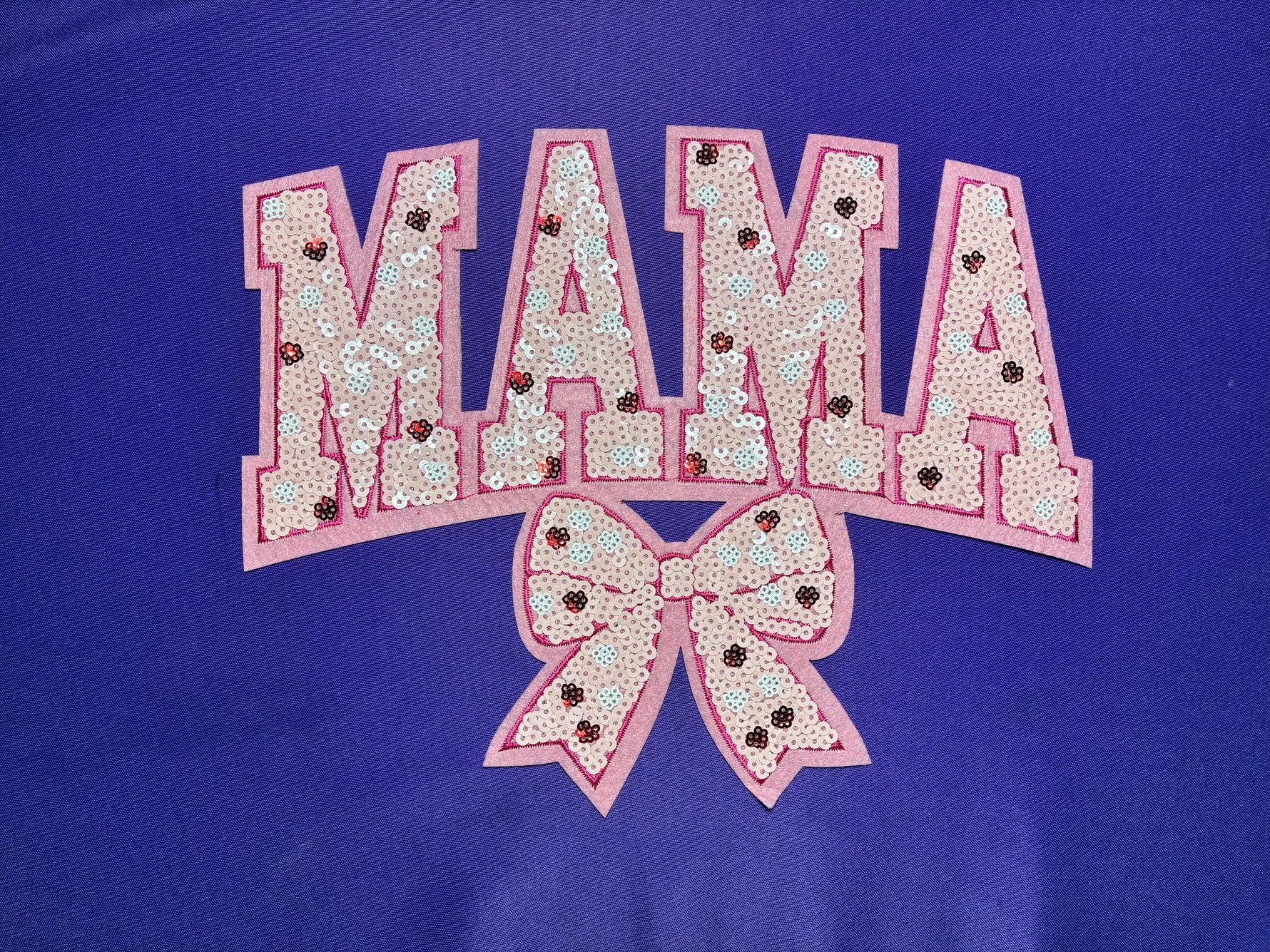 Light Pink Mama with Bow Sequin Patch