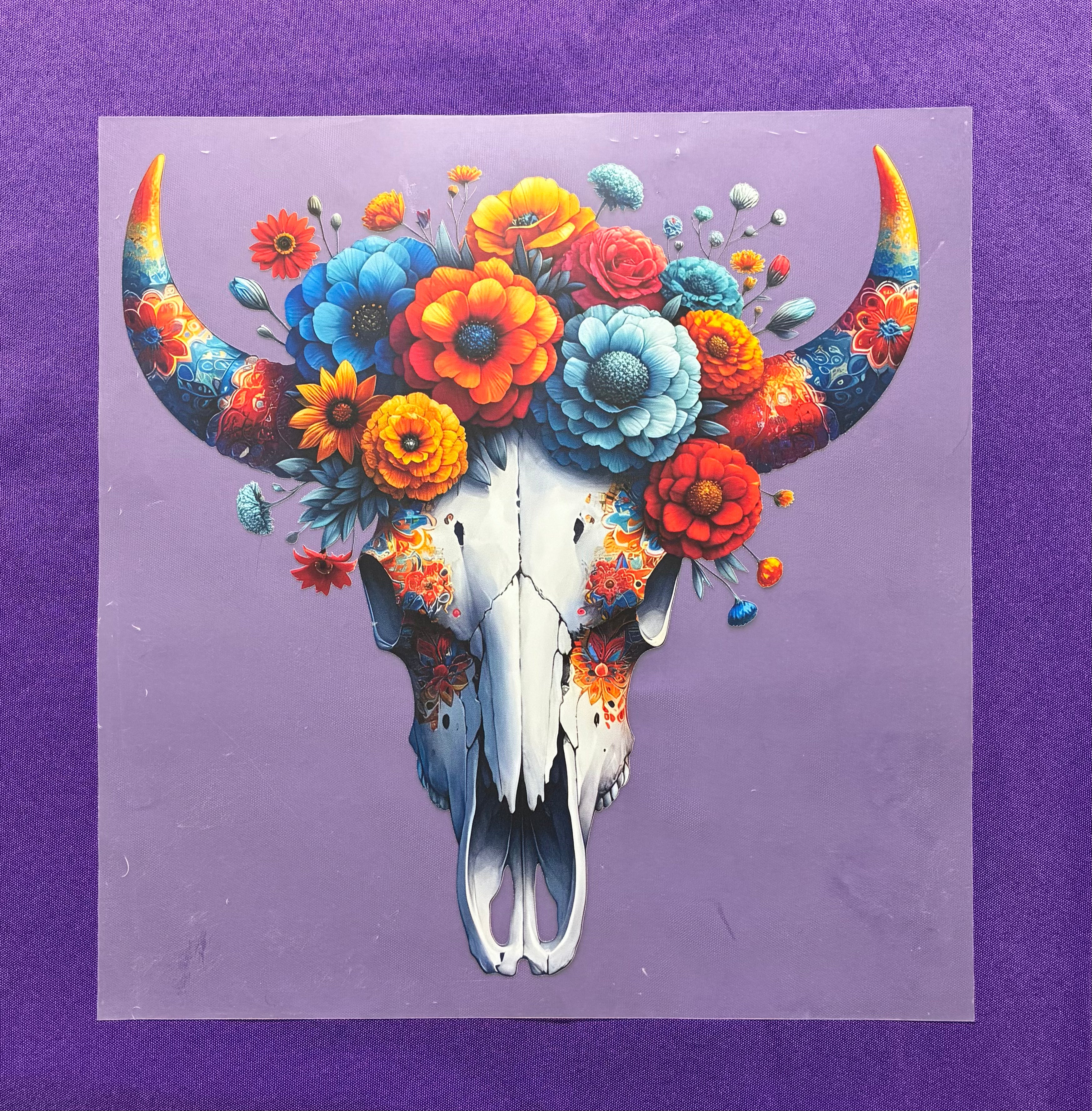 Colorful Cow Skull Shirt Transfer