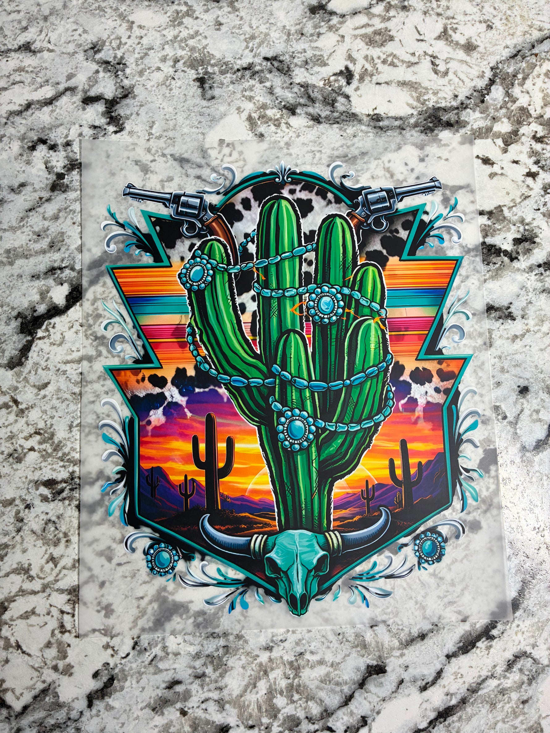 Western Cactus Scene Shirt Transfer