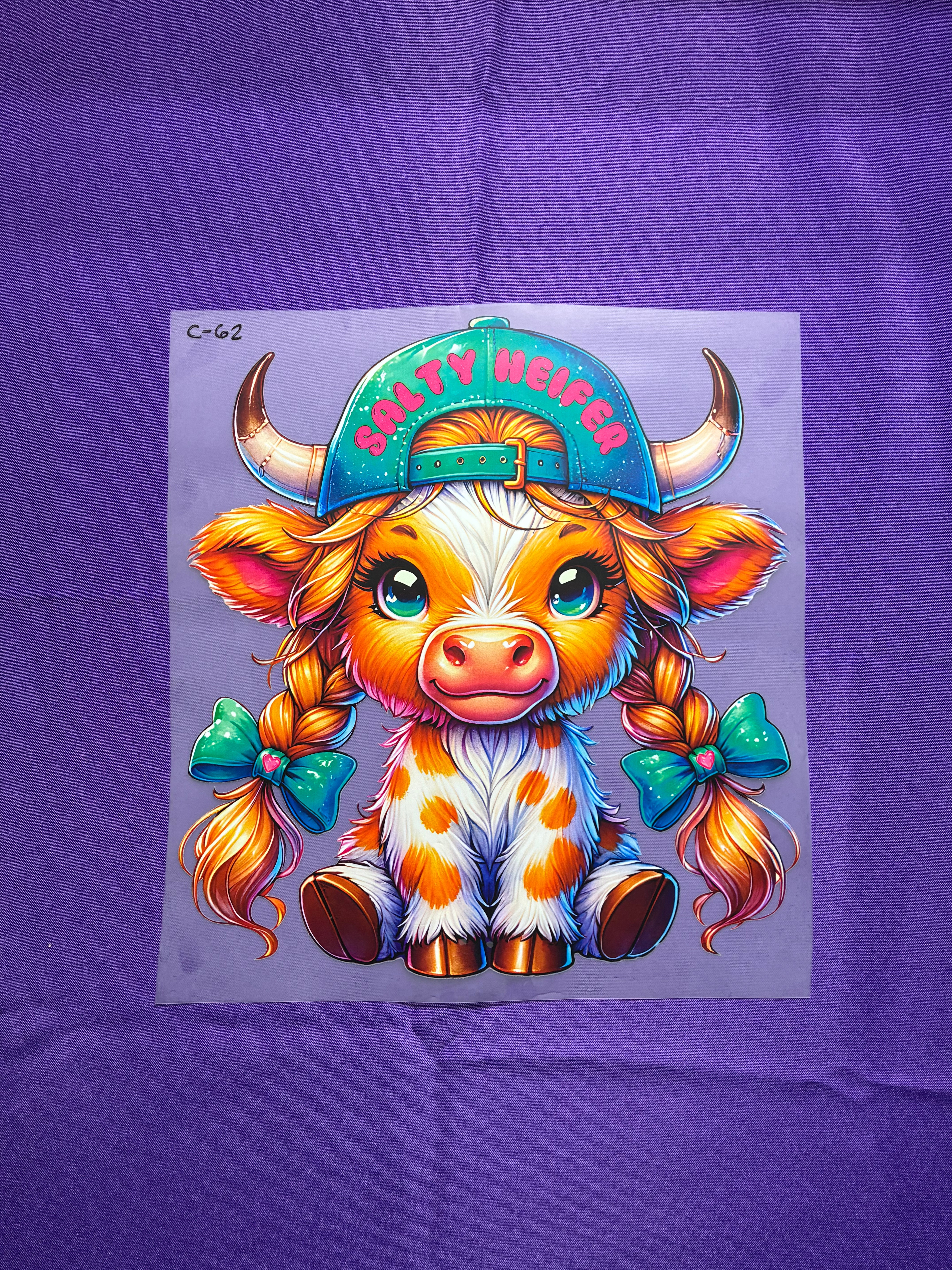 Salty Heifer Cow #62 Shirt Transfer