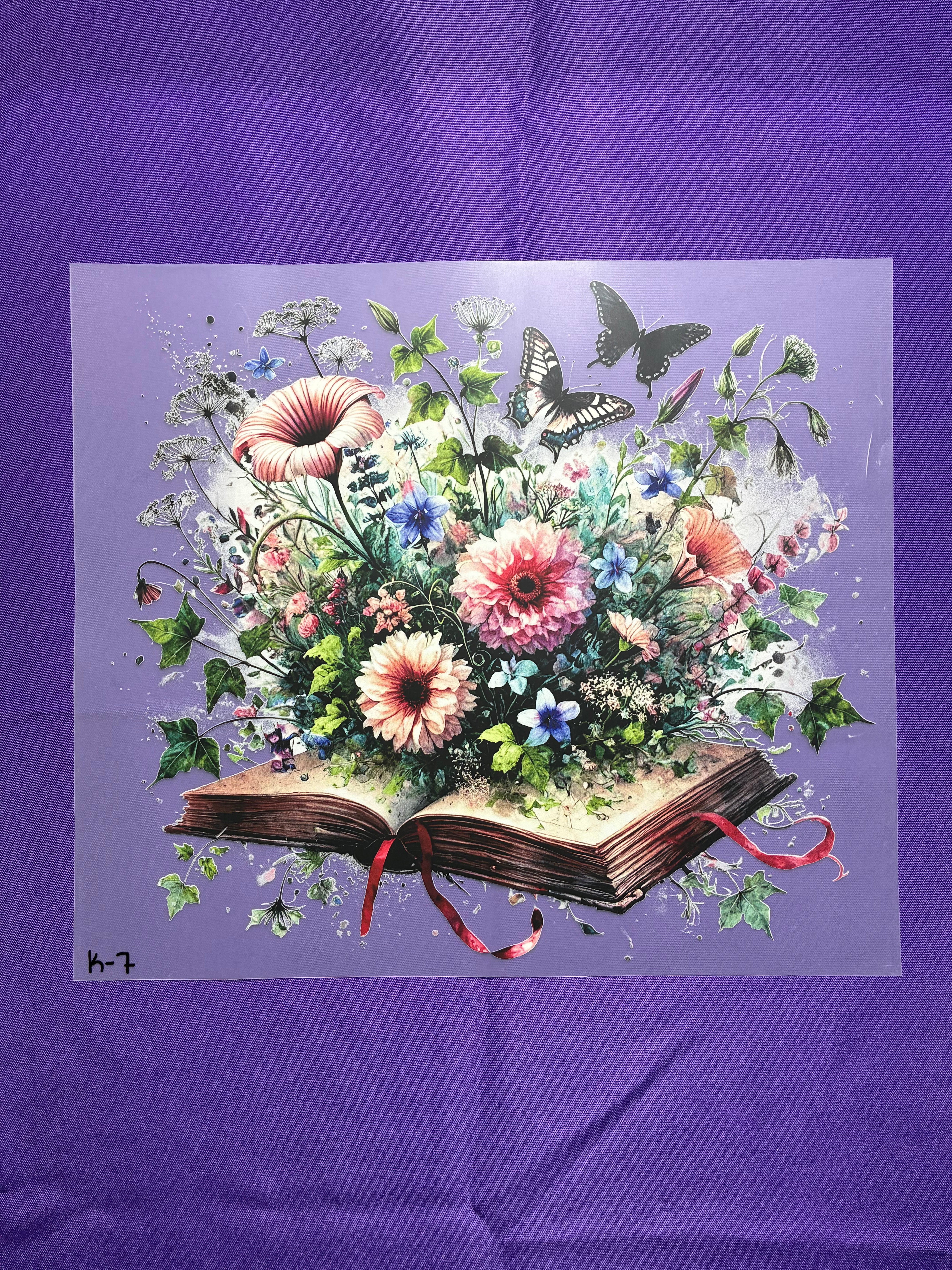 Floral with Open Book Shirt Transfer