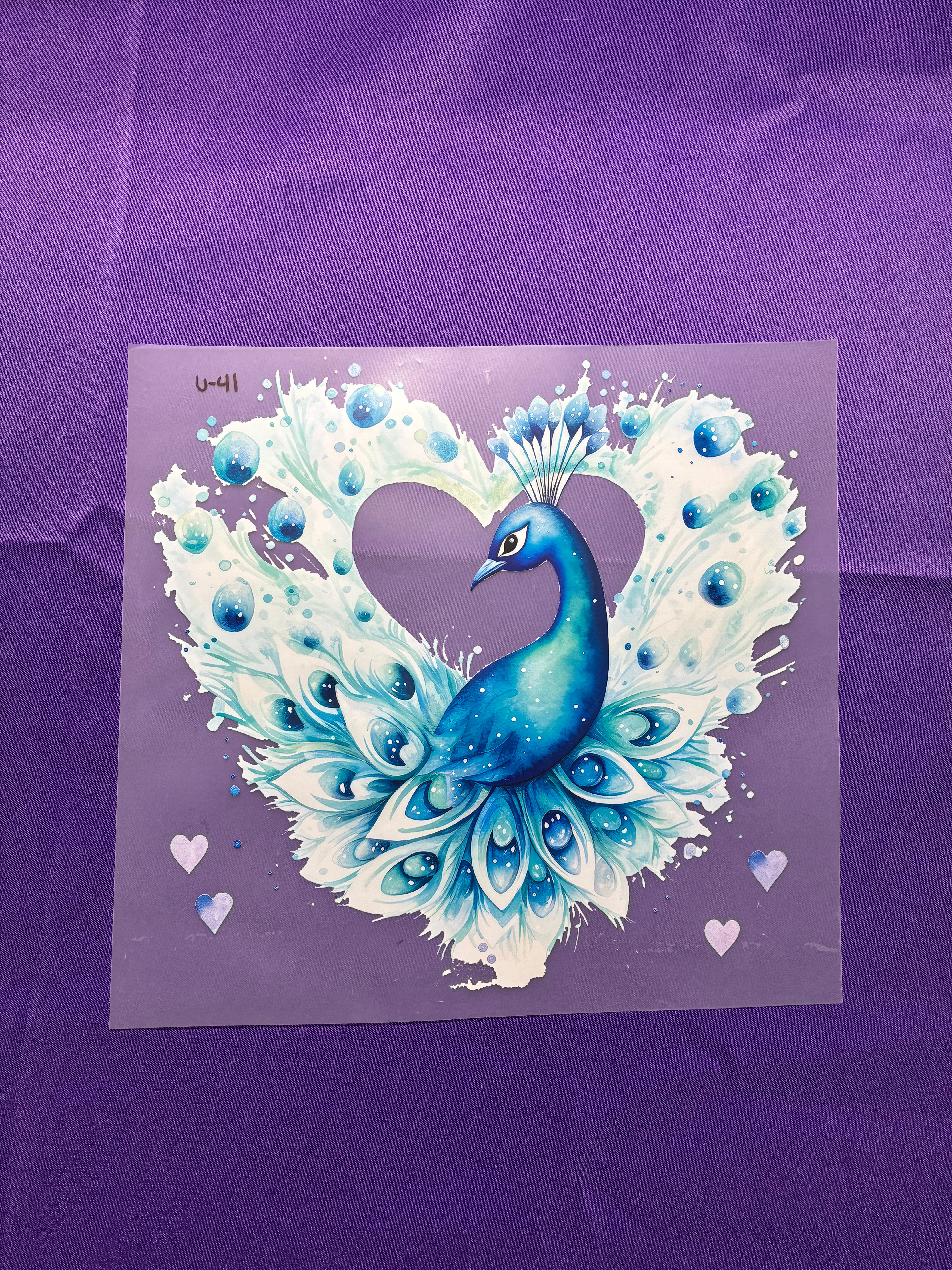 Heart Peacock Shirt Transfers