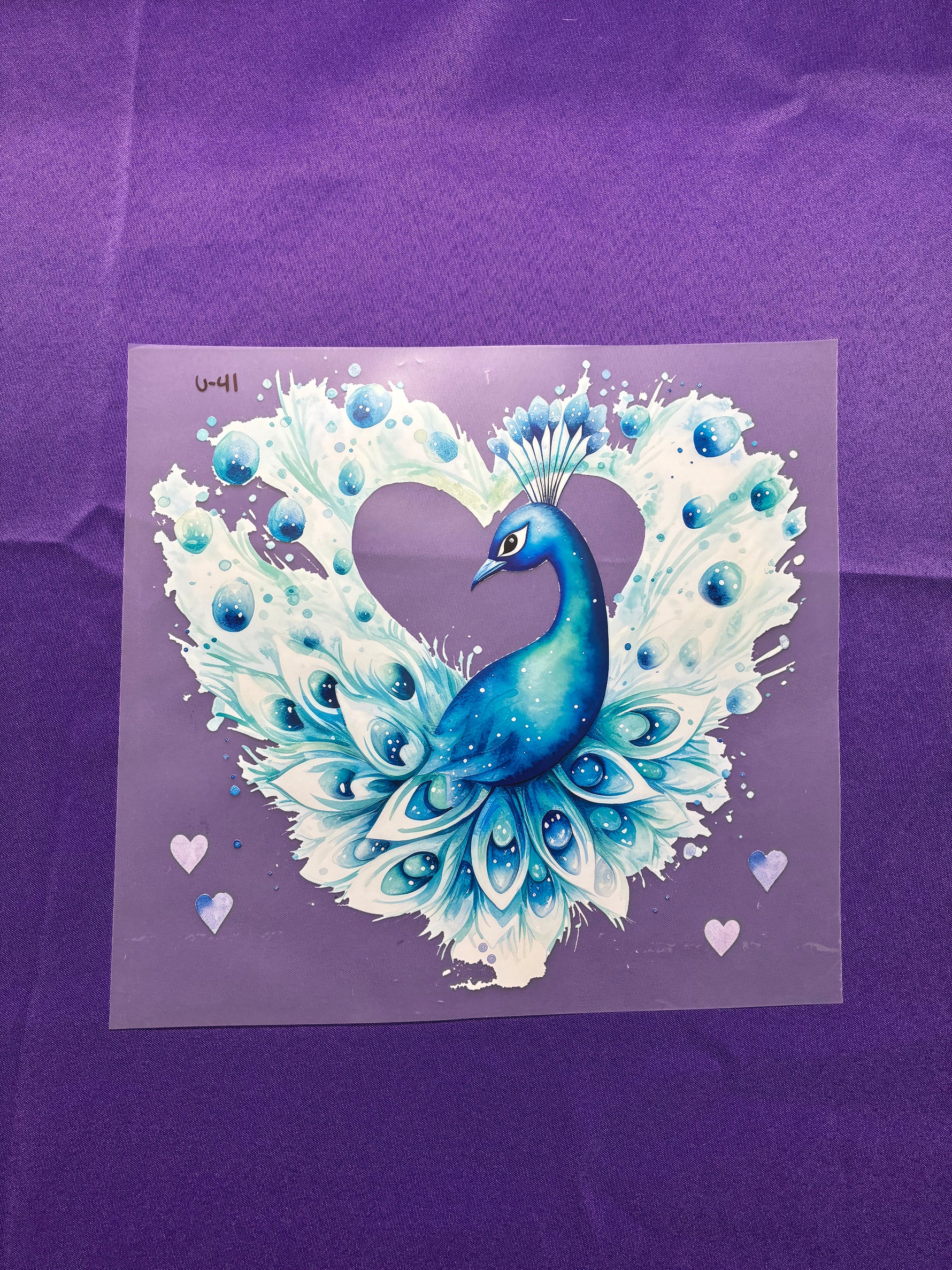 Heart Peacock Shirt Transfers