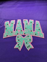 Light Blue Mama with Bow Sequin Patch