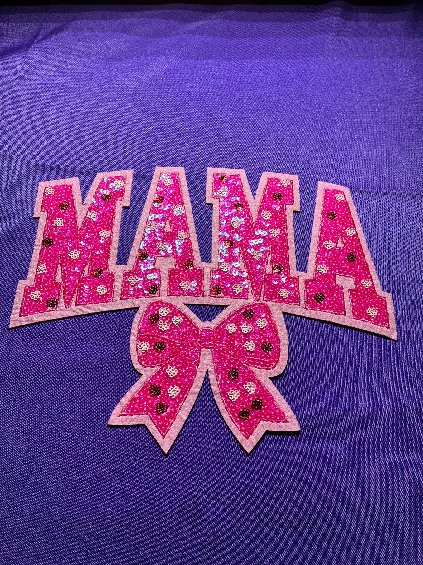 Hot Pink Mama with Bow Sequin Patch