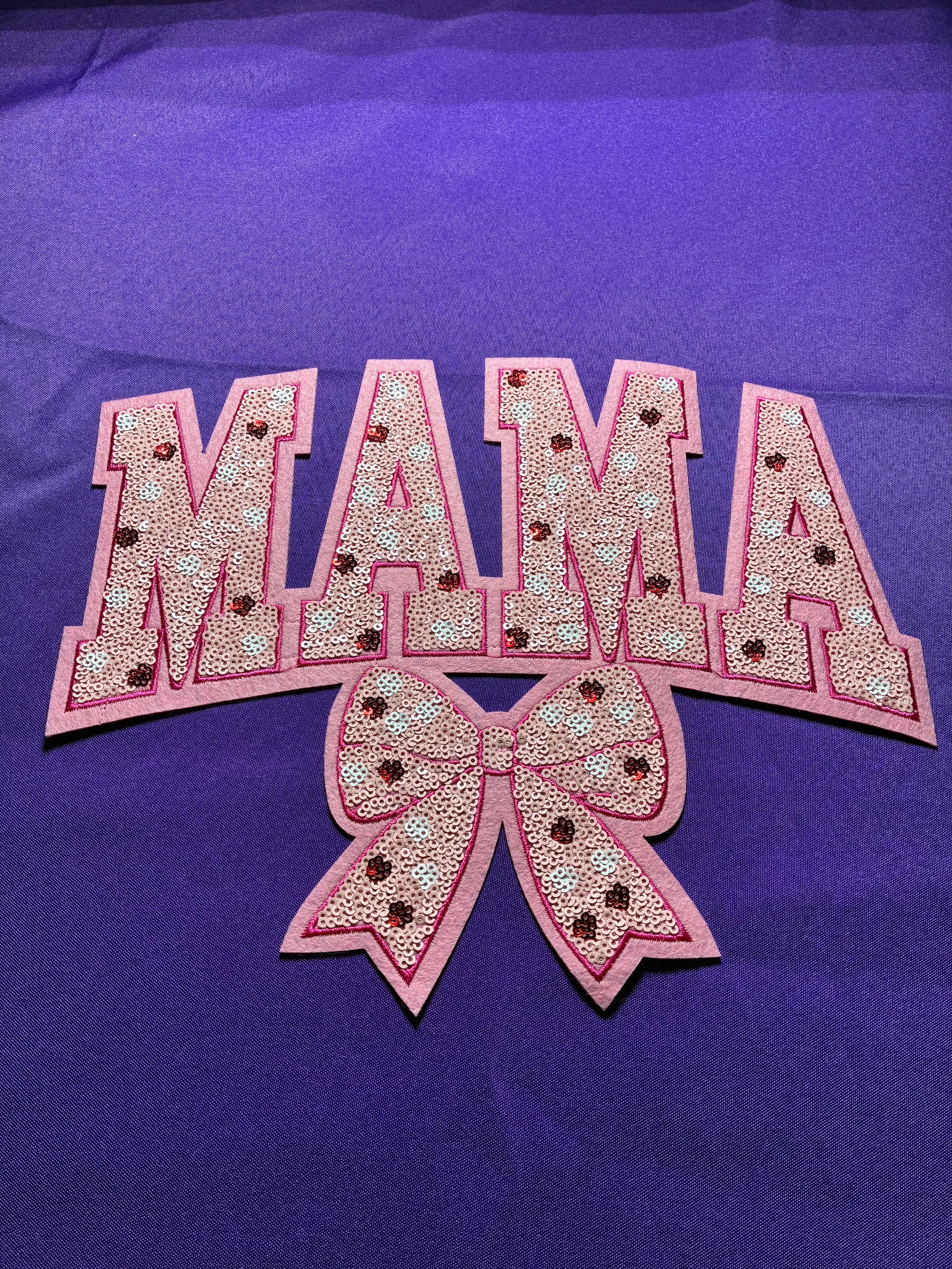 Light Pink Mama with Bow Sequin Patch