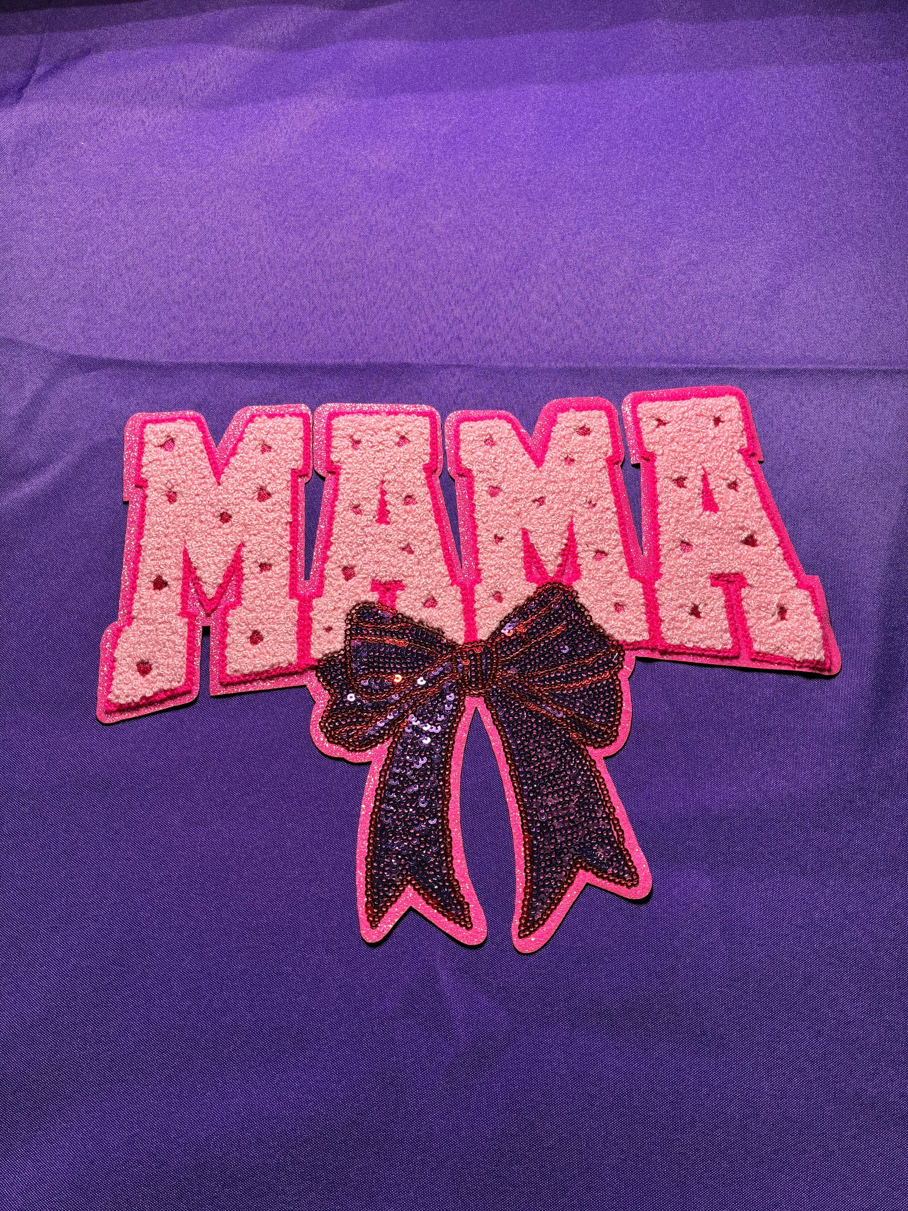 Mama Dark Pink Sequin and Chenille Patch