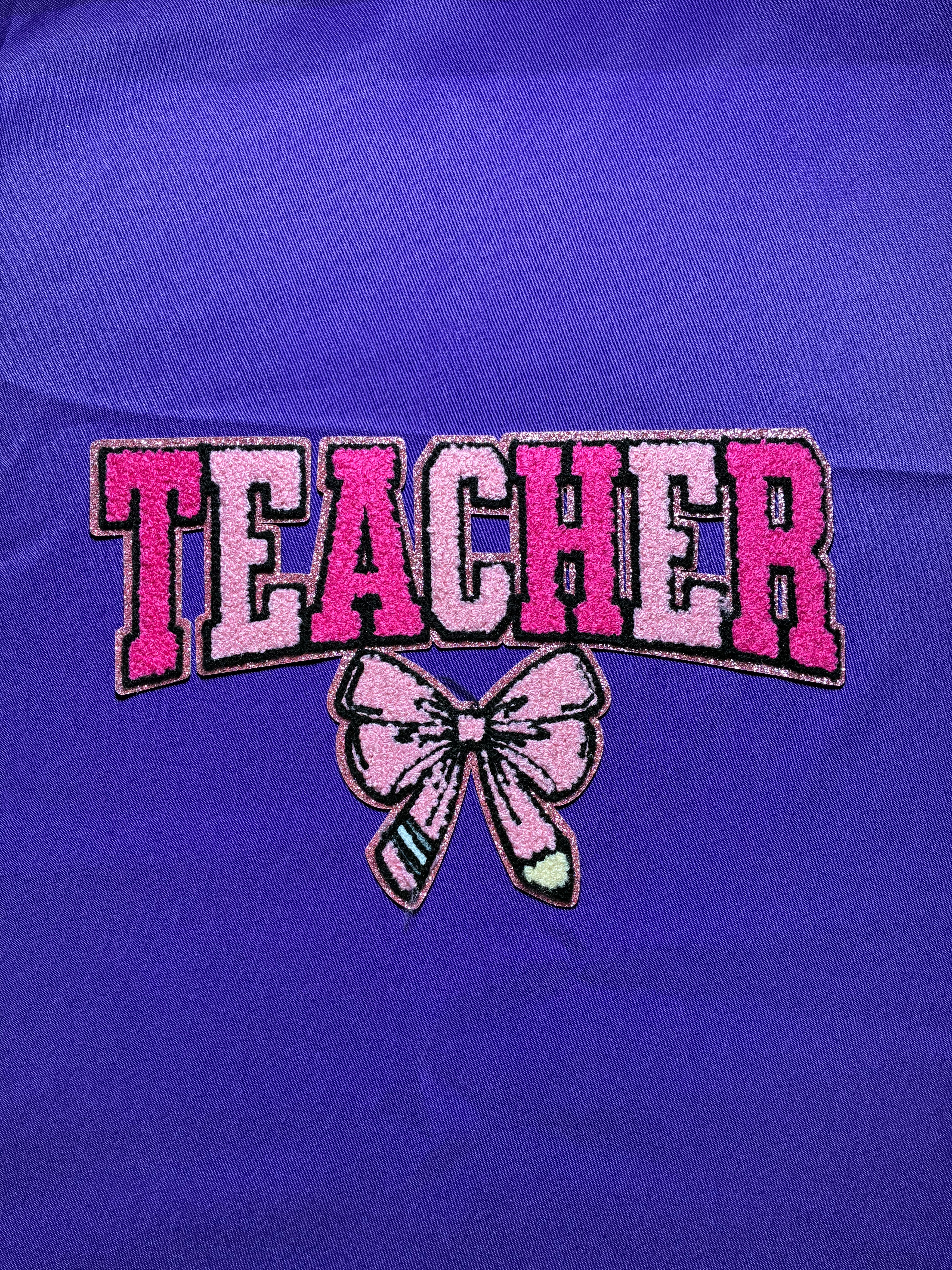 Pink Teacher Chenille Patch