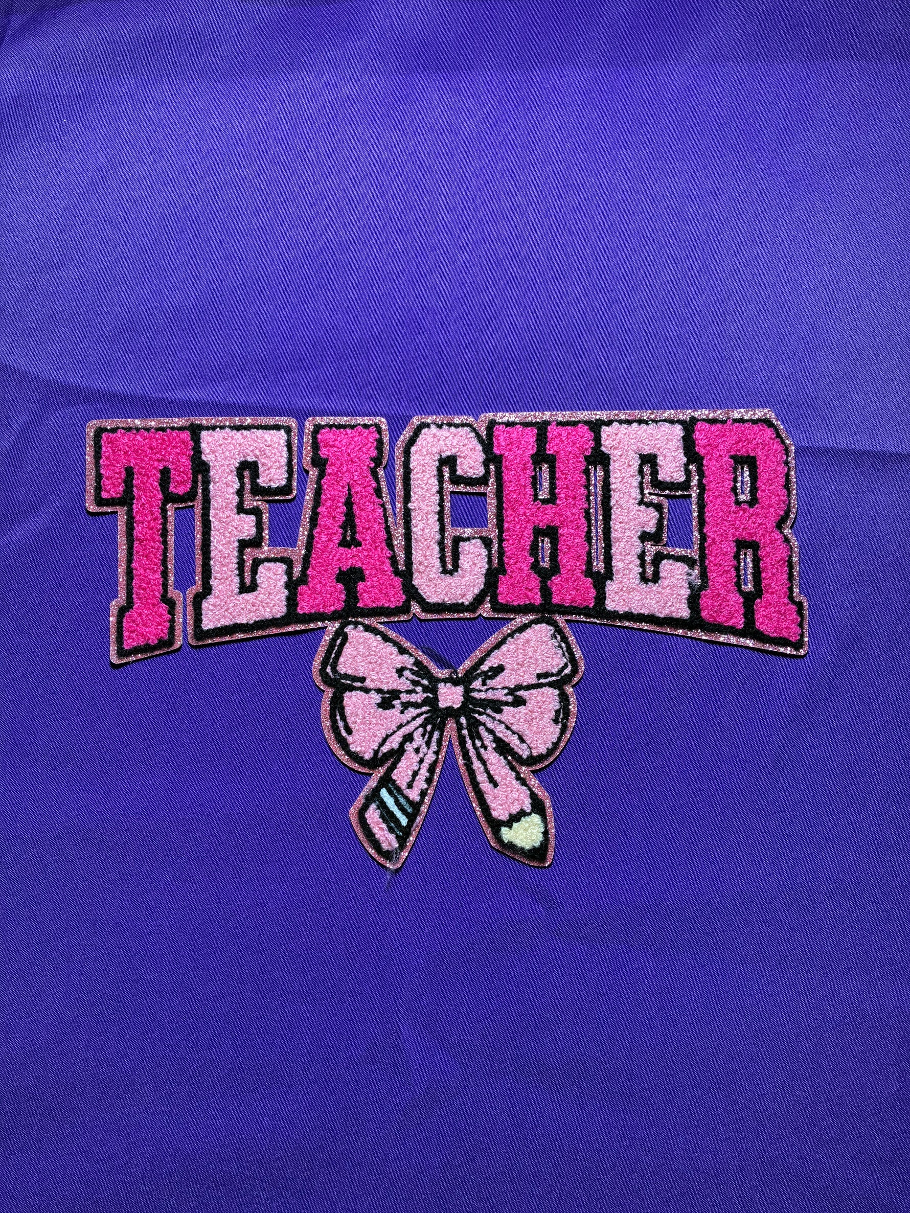 Pink Teacher Chenille Patch