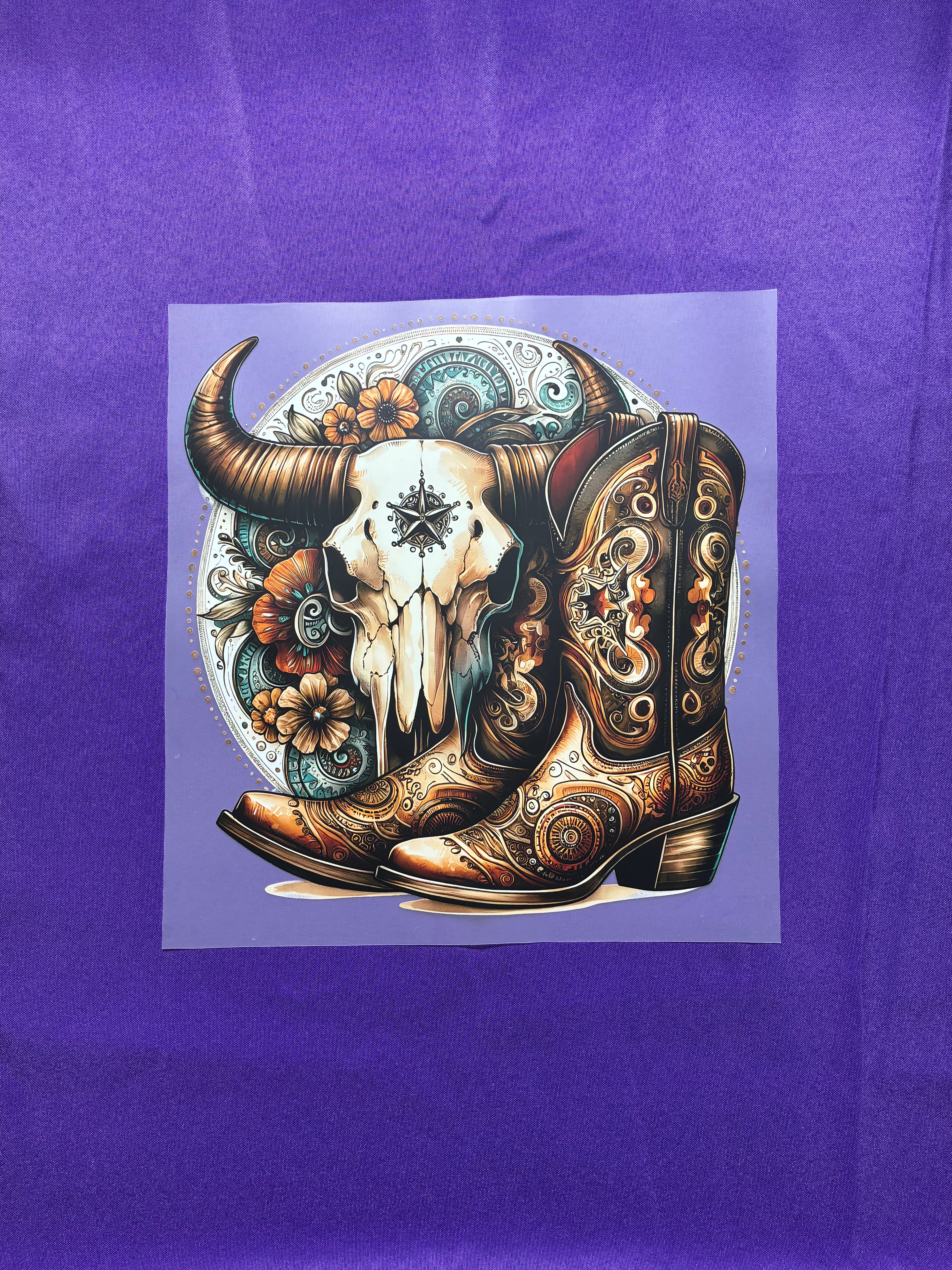 Cow Skull + Boots Shirt Transfer