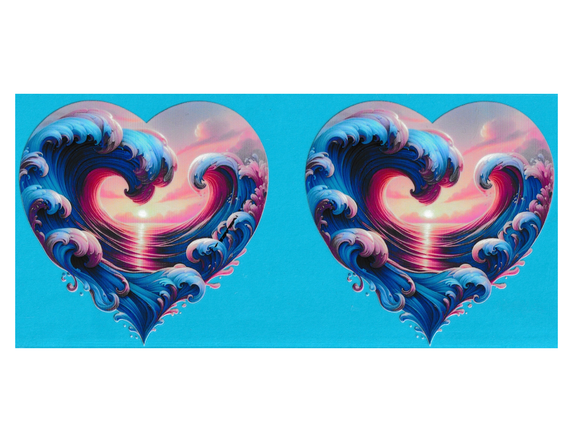 16oz Cup Wrap Heart with Waves