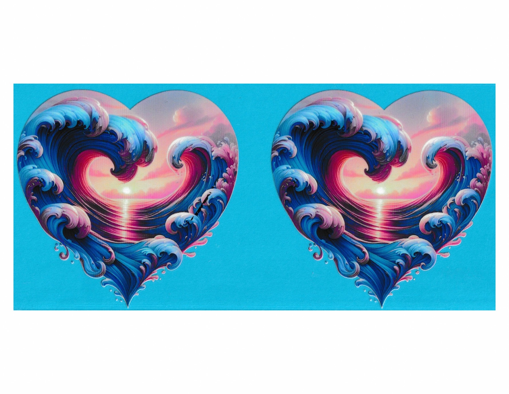 16oz Cup Wrap Heart with Waves