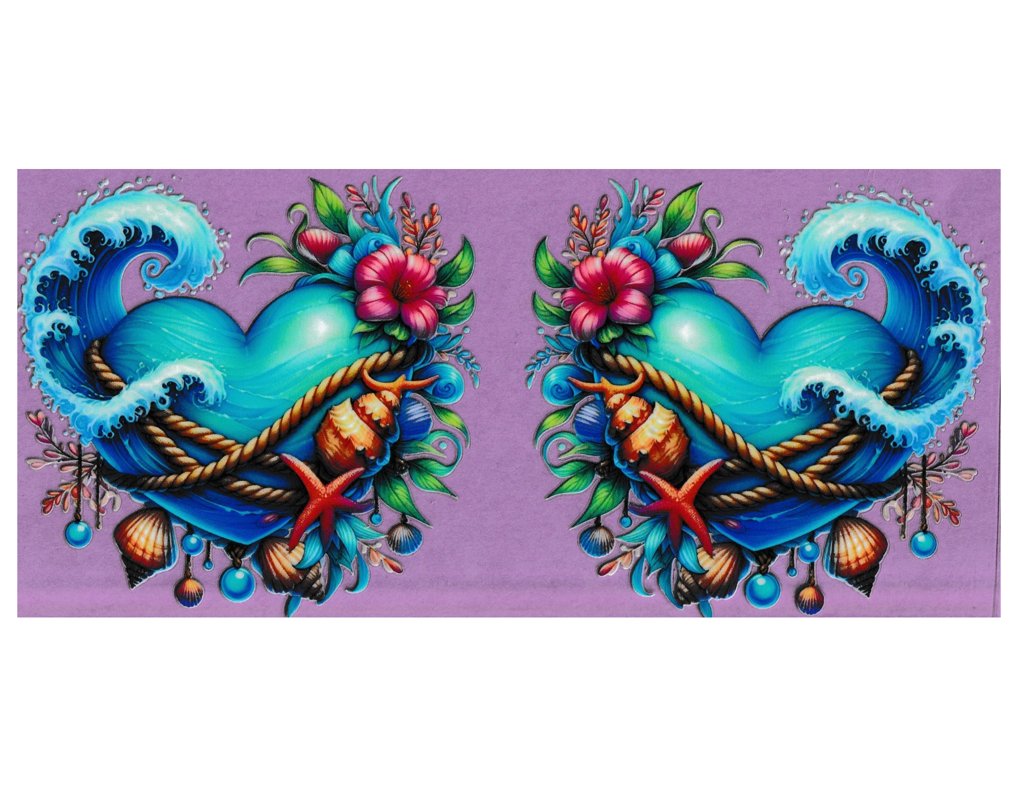 16oz Cup Wrap Beach Theme Heart