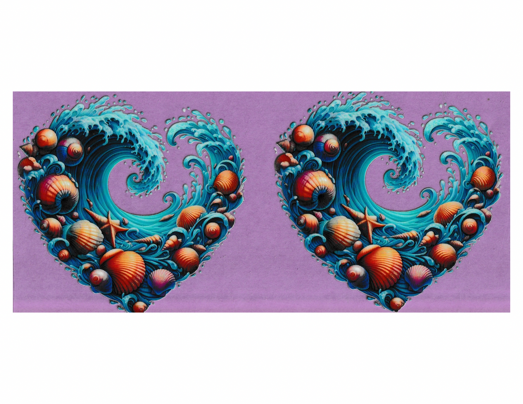 16oz Cup Wrap Beach Theme Heart