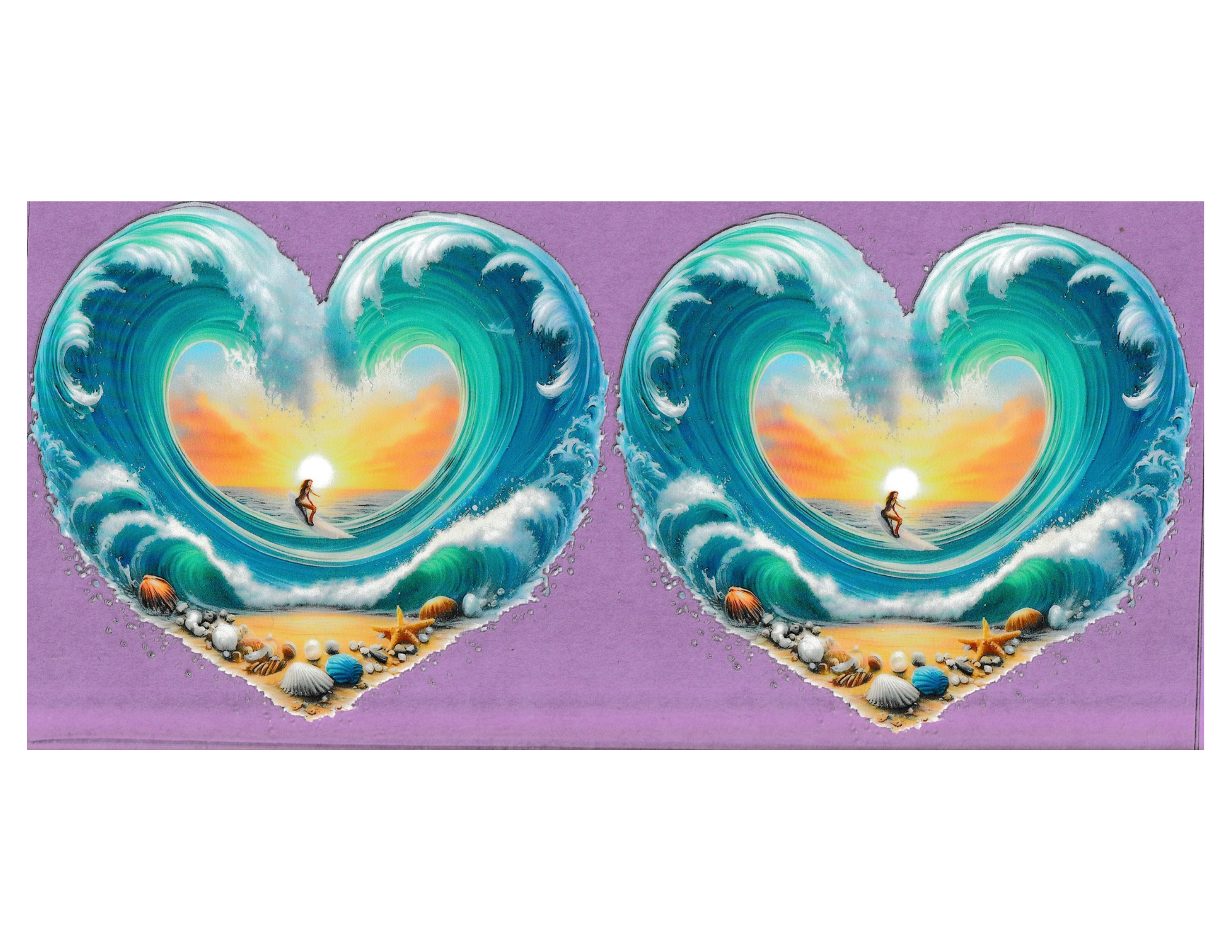 16oz Cup Wrap Beach Heart