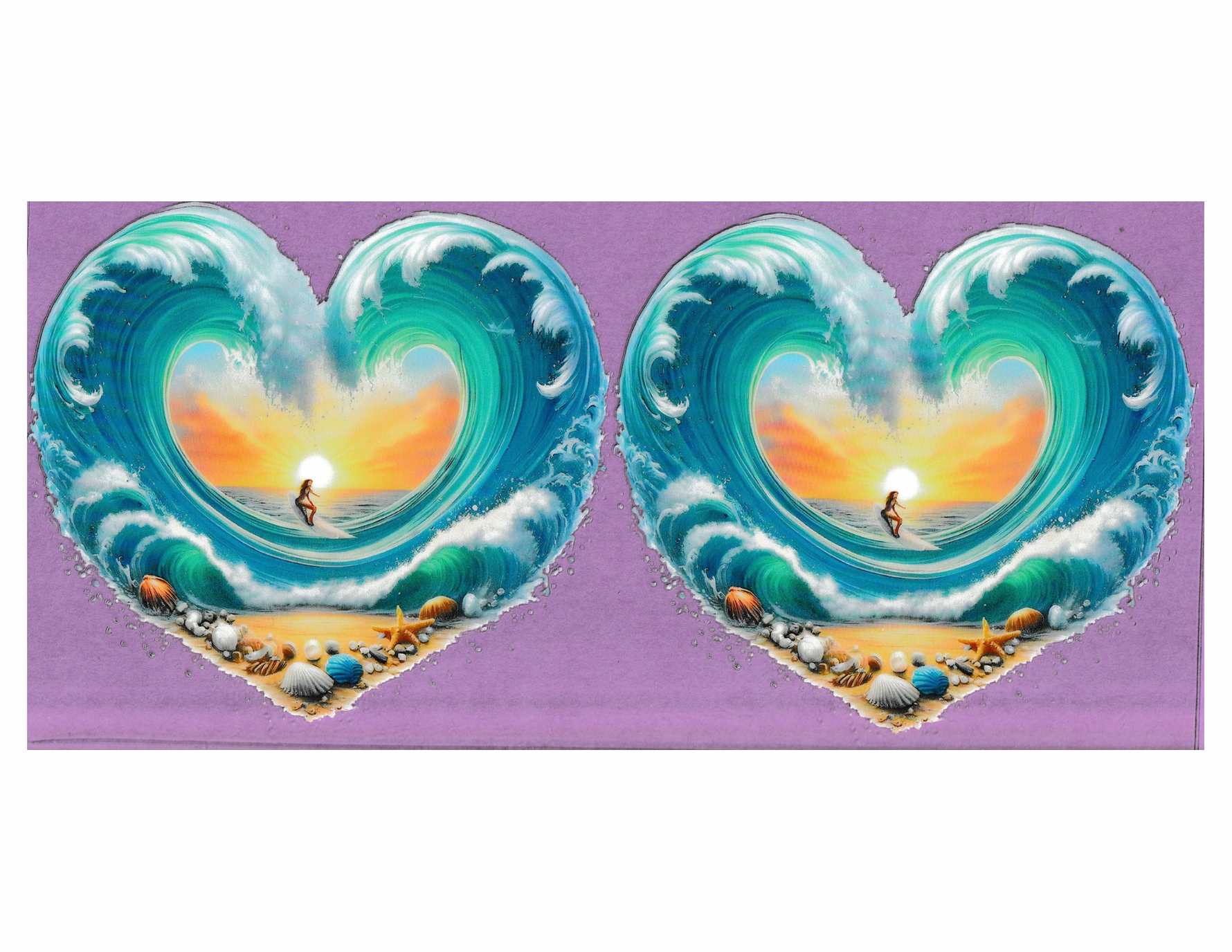 16oz Cup Wrap Beach Heart