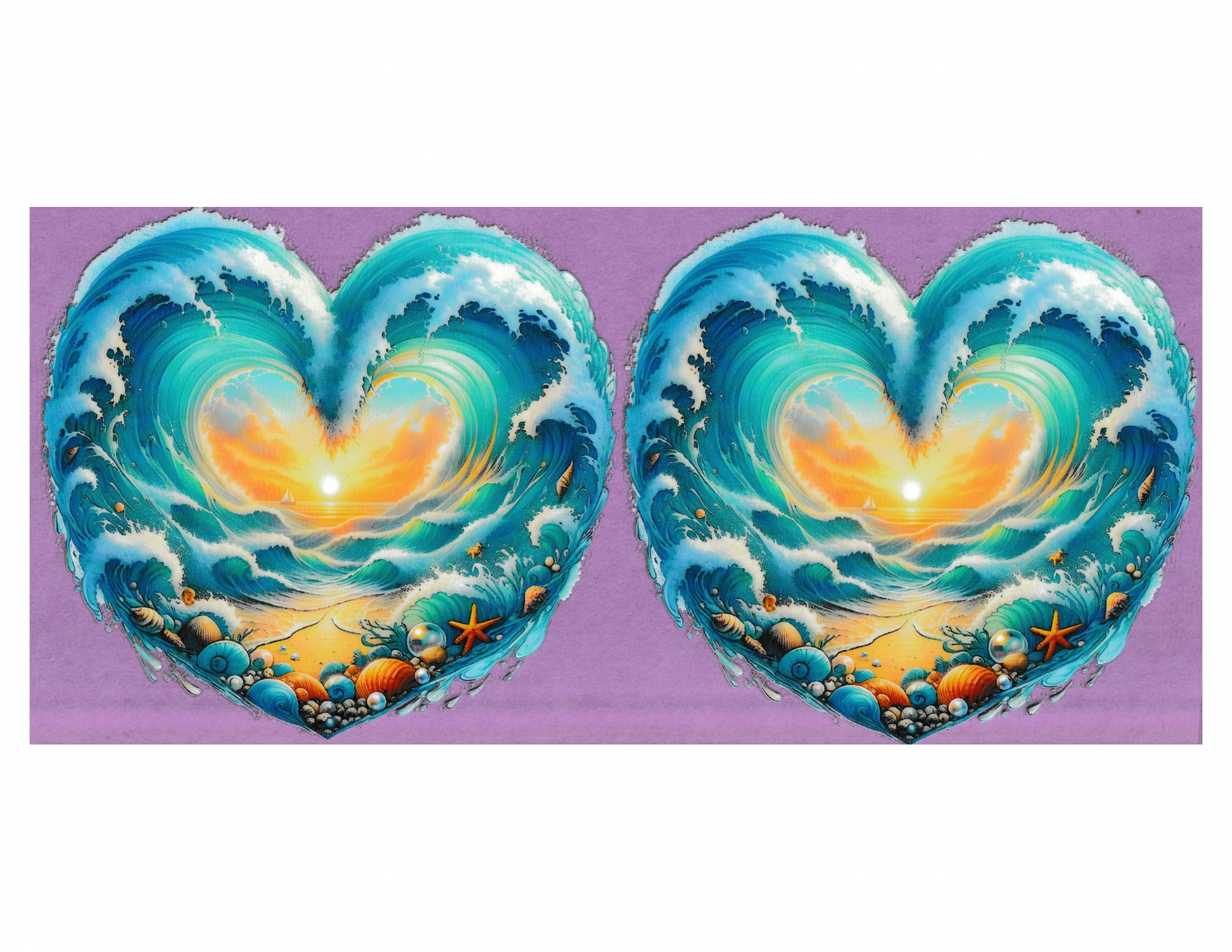 16oz Cup Wrap Beach Heart