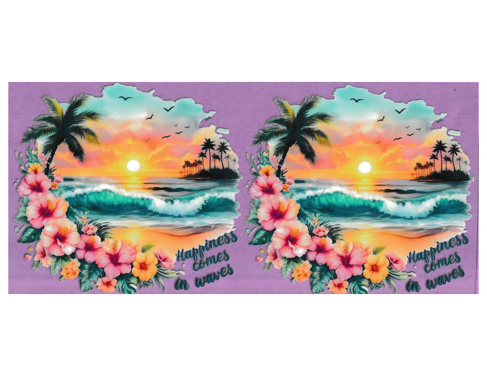16oz Cup Wrap Happiness in Waves