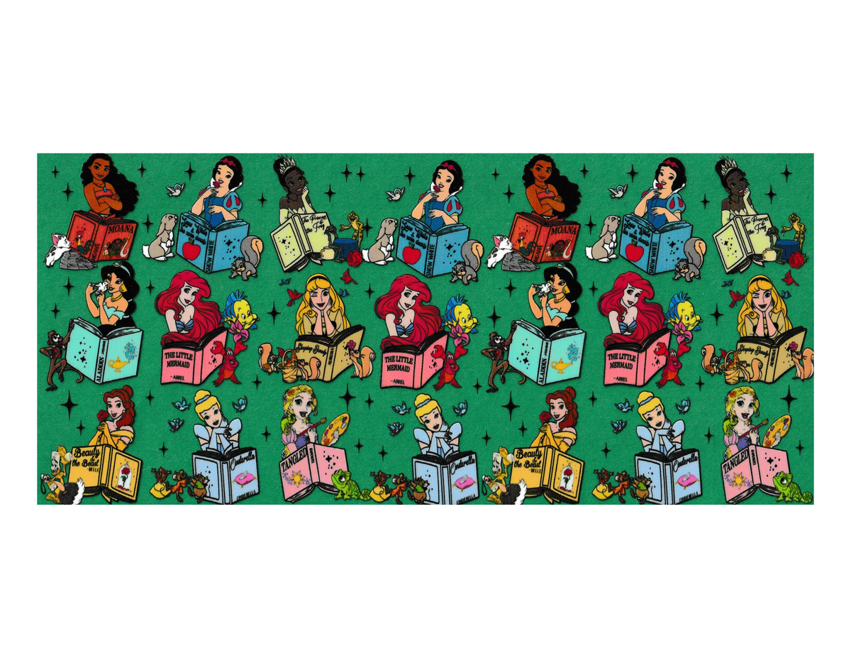 16oz Cup Wrap Multiple Princesses with Books