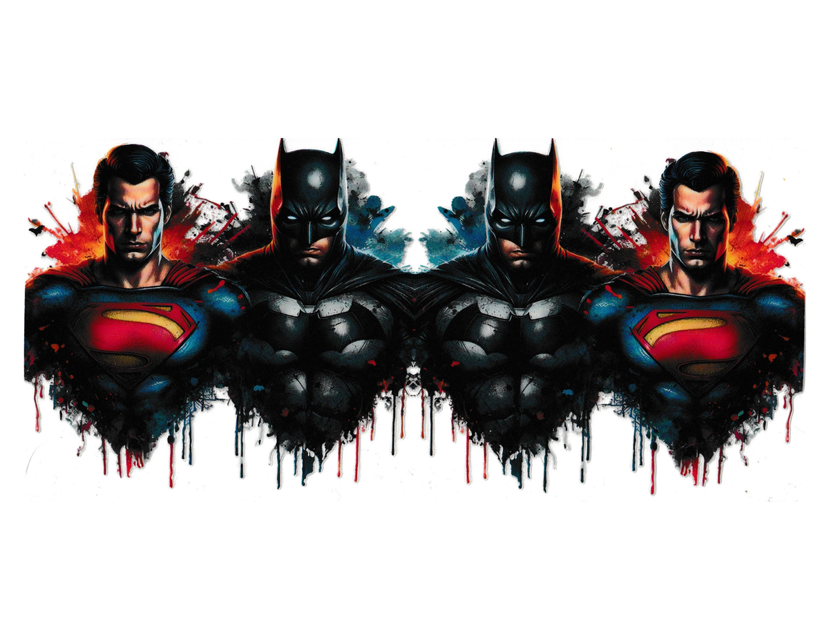 16oz Cup Wrap Batman and Superman