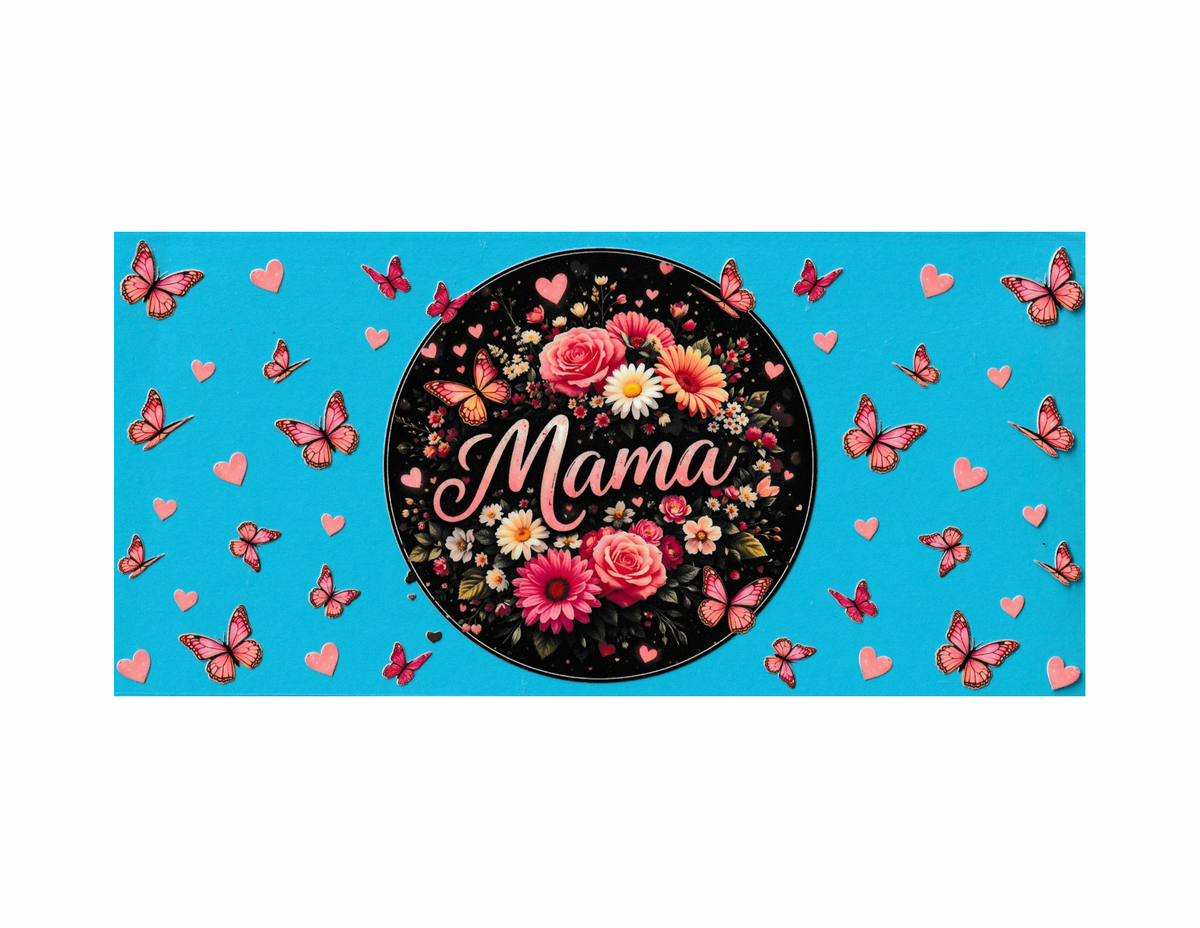 16oz Cup Wrap Mama with pink flowers