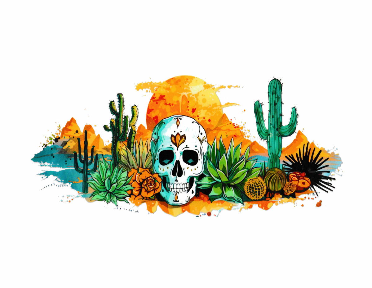 16oz Cup Wrap Desert and Skull Scene