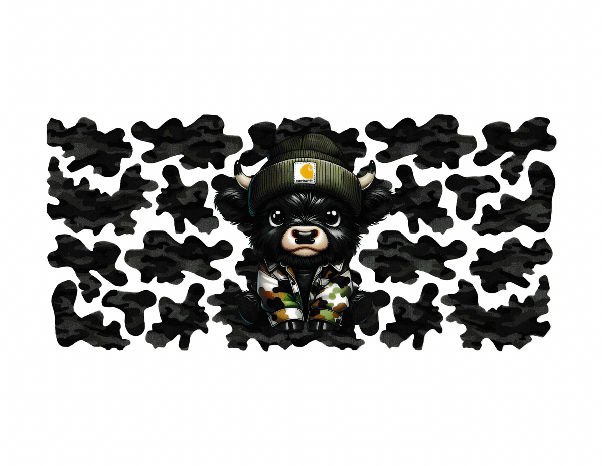 16oz Cup Wrap Camo and Black Cow
