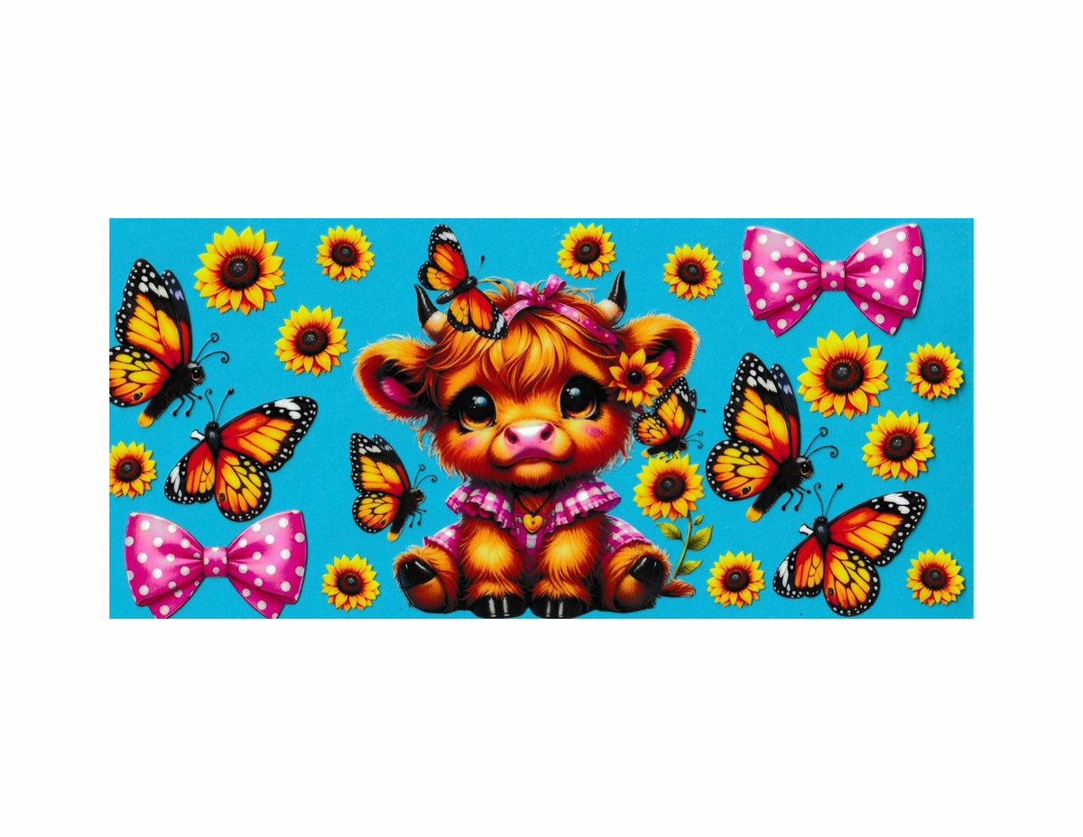16oz Cup Wrap Cow and Monarch Butterflies