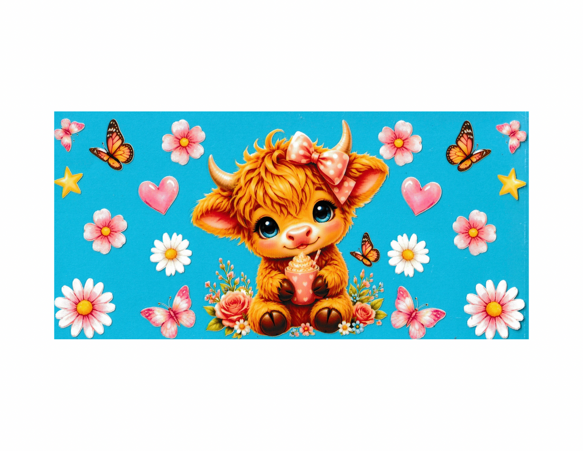 16oz Cup Wrap Cow and Pink Hearts