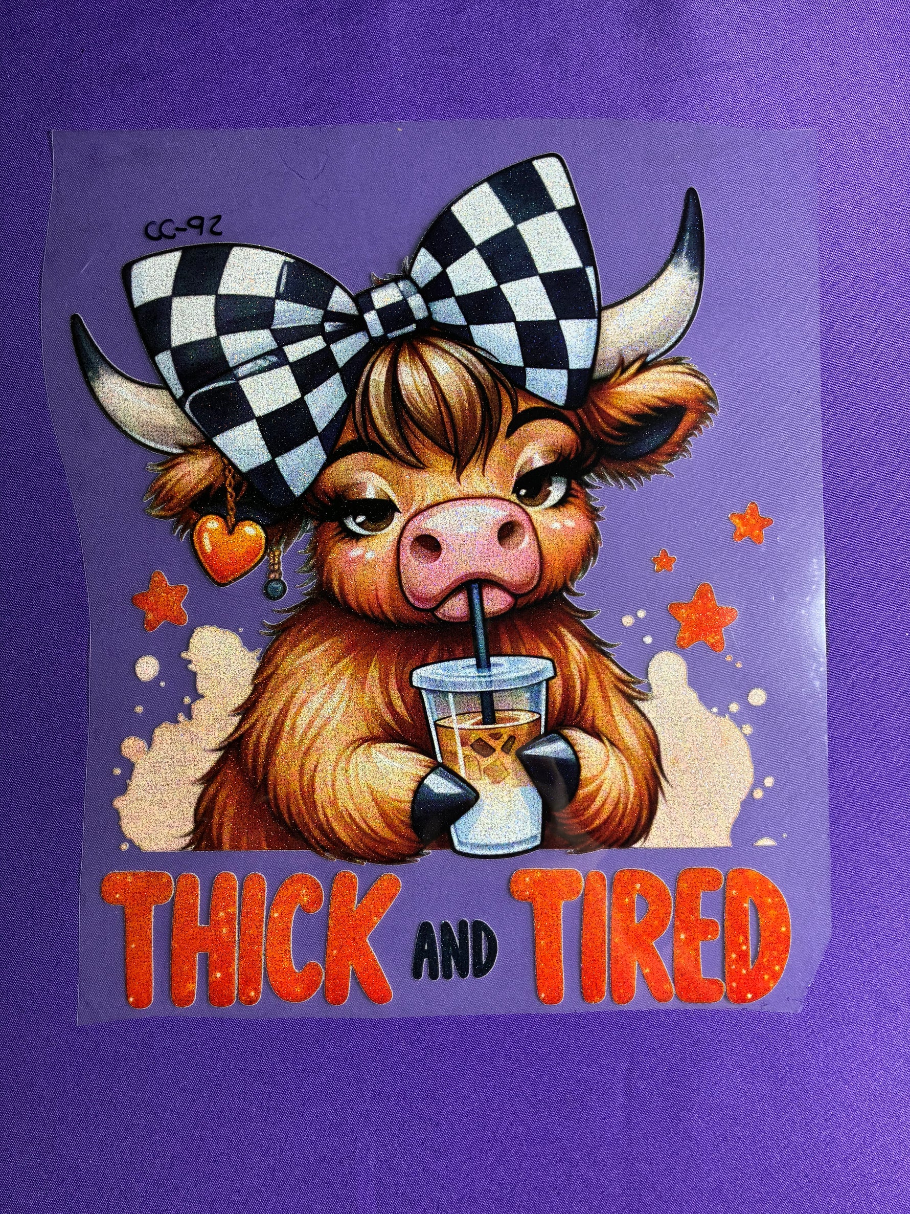 Thick & Tired Glitter Cow