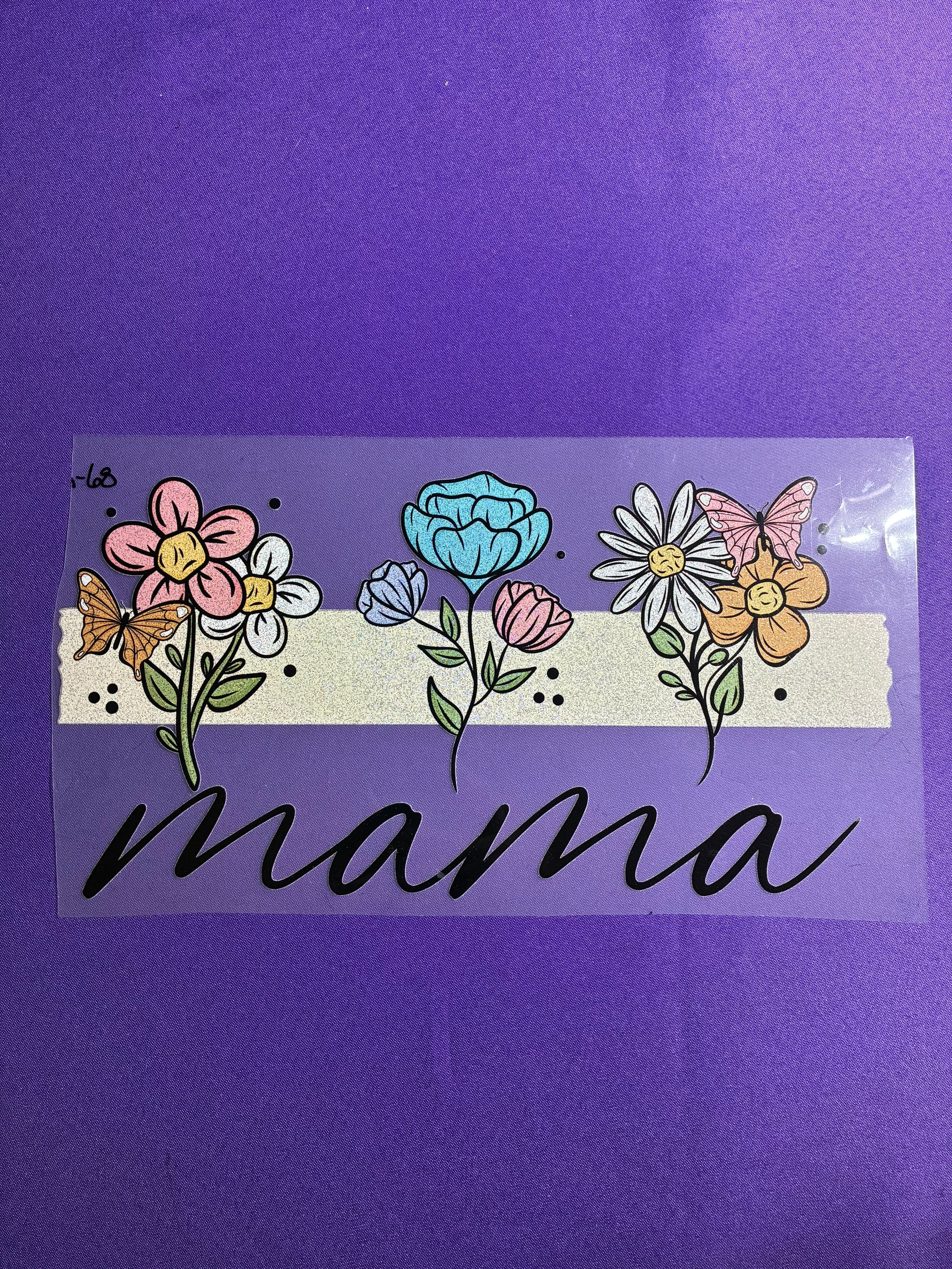 Mama with Flowers Glitter