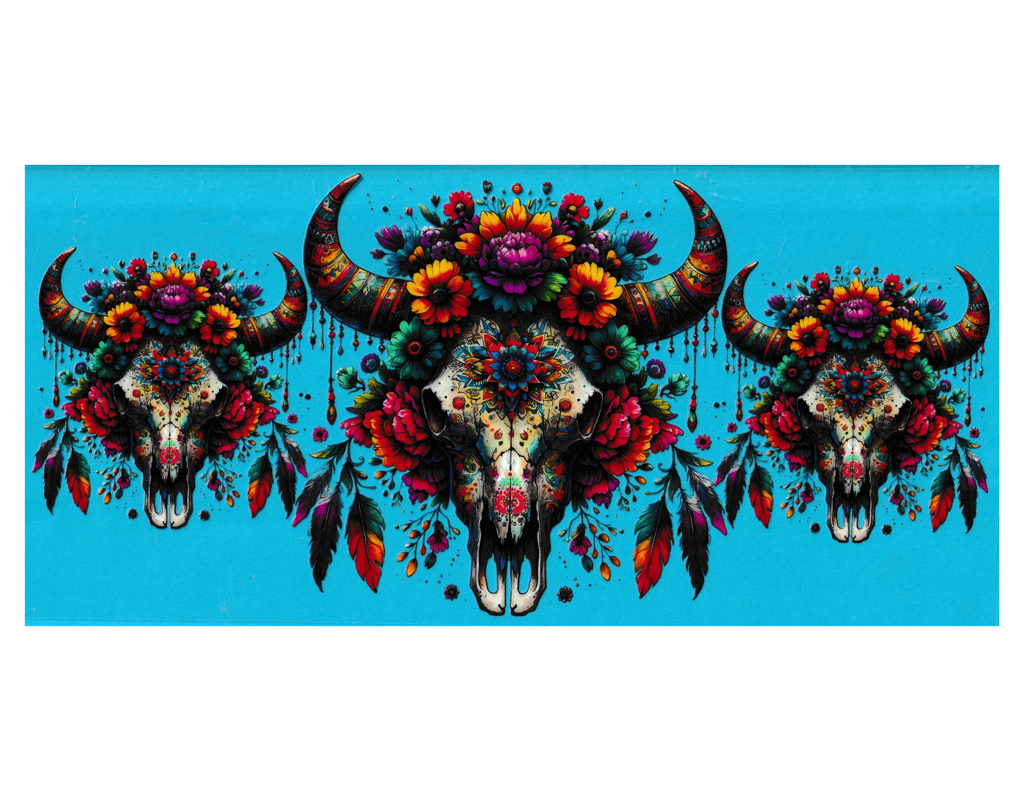 16oz Cup Wrap Cow Skull