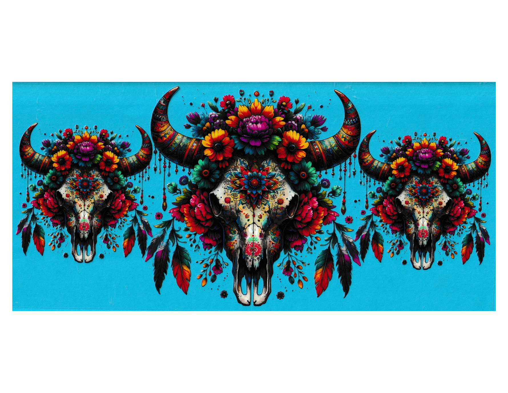 16oz Cup Wrap Cow Skull