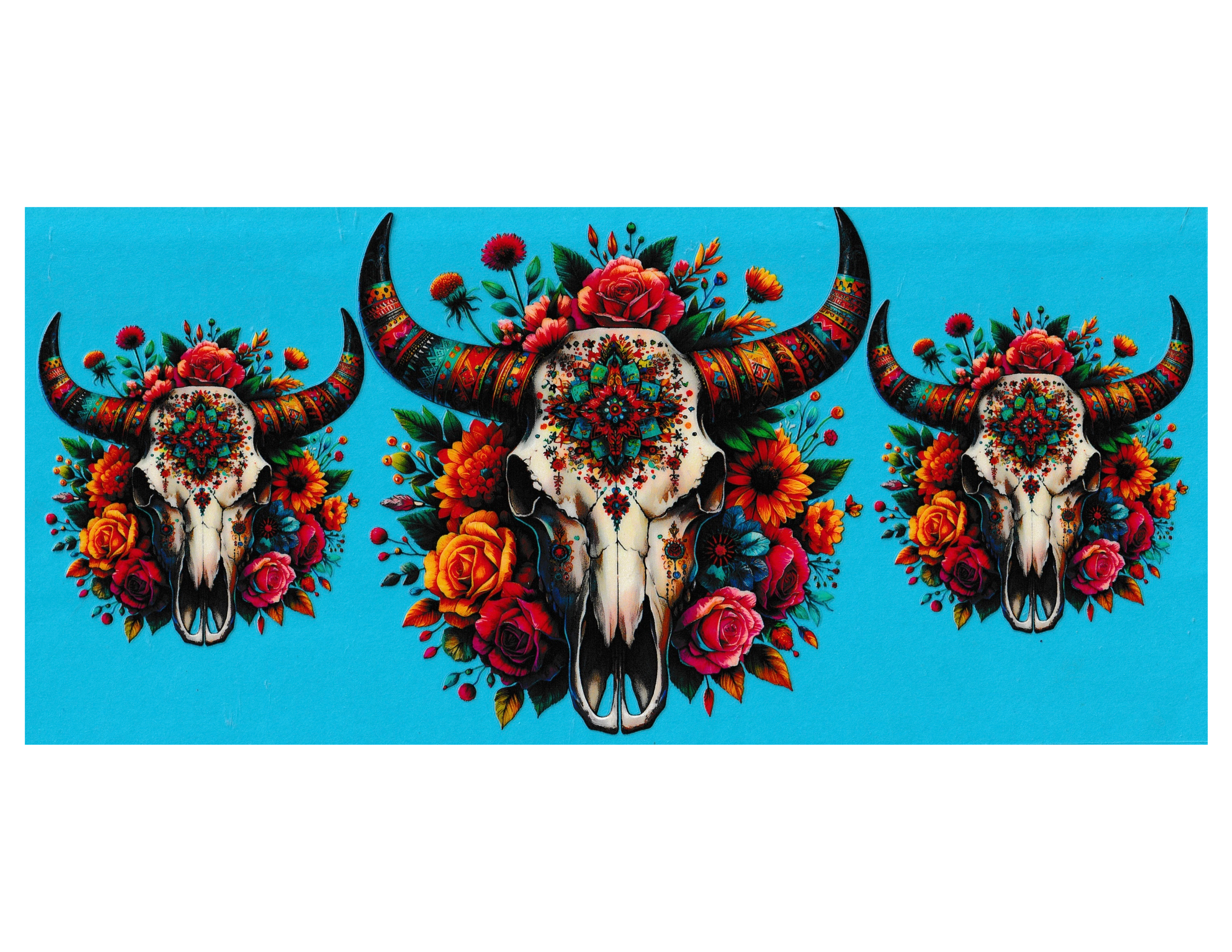 16oz Cup Wrap Cow Skull