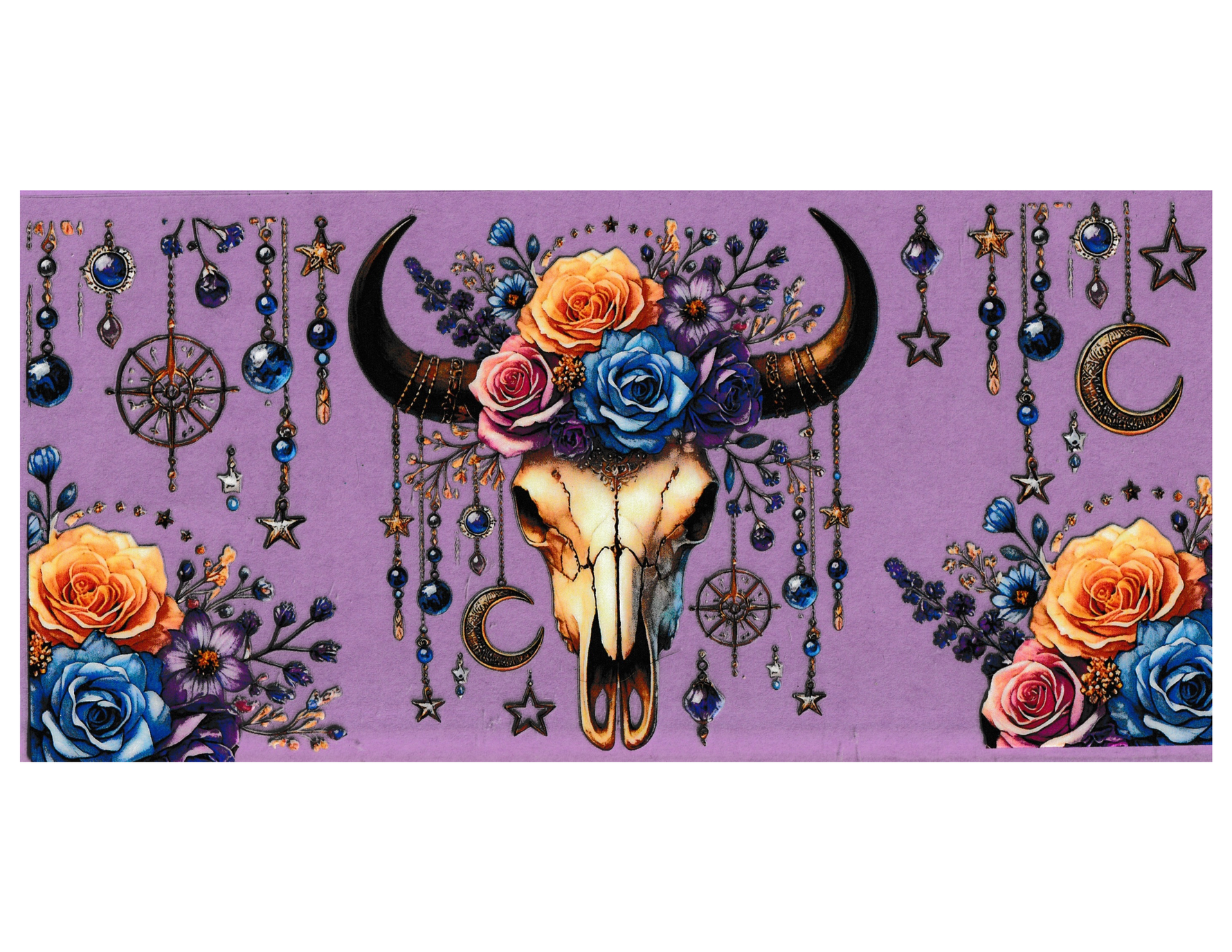 16oz Cup Wrap Cow Skull