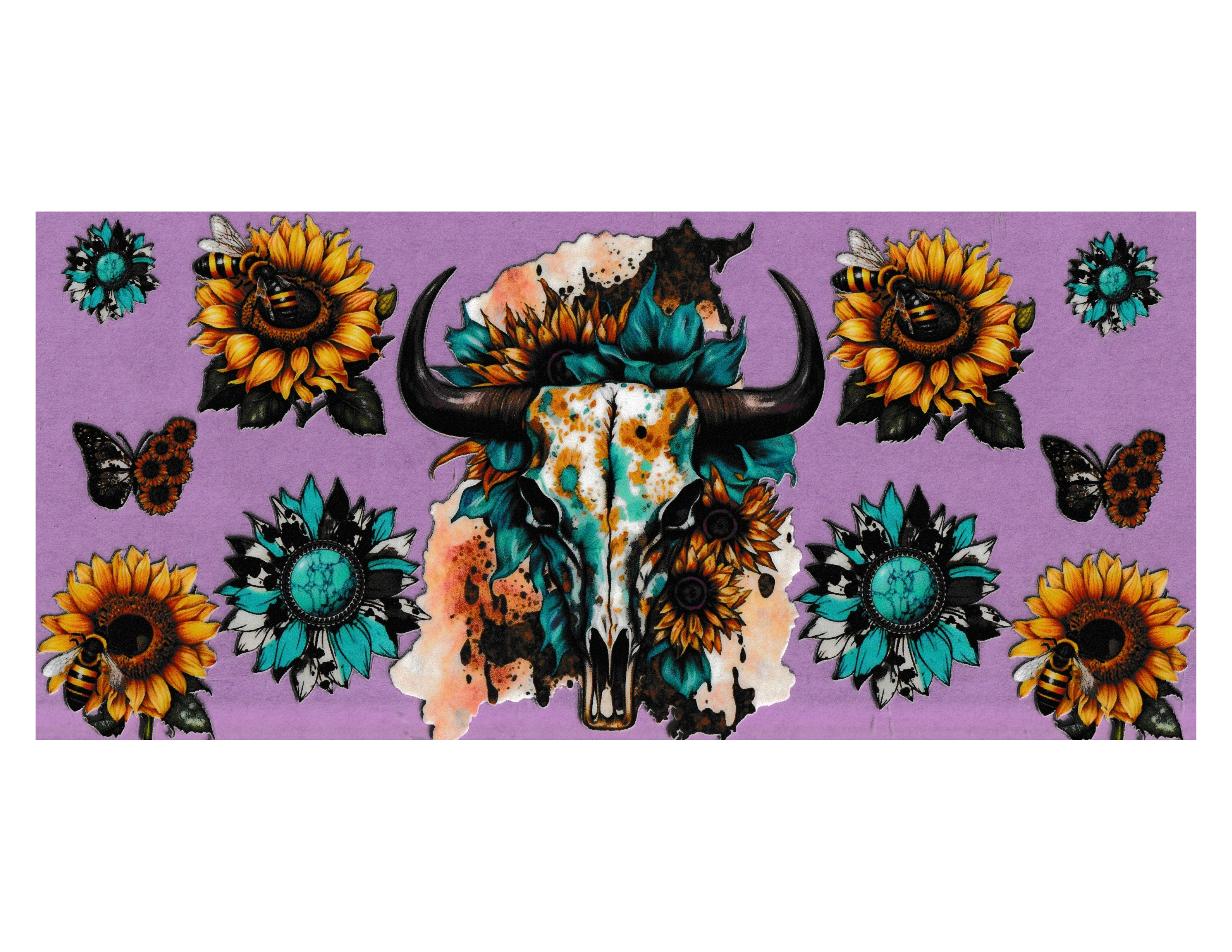16oz Cup Wrap Cow Skull